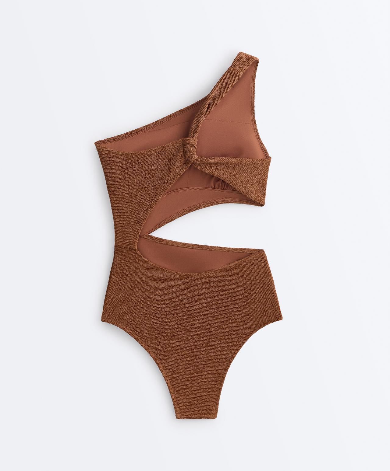 Crinkle asymmetric trikini — TOFFEE