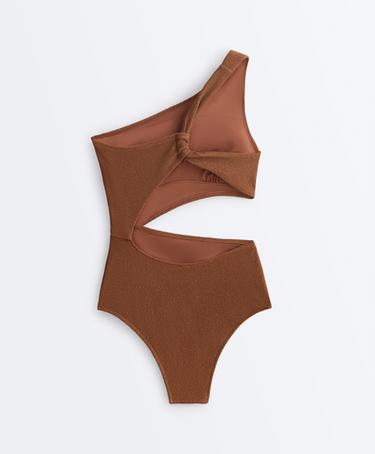 Crinkle asymmetric trikini — TOFFEE 8