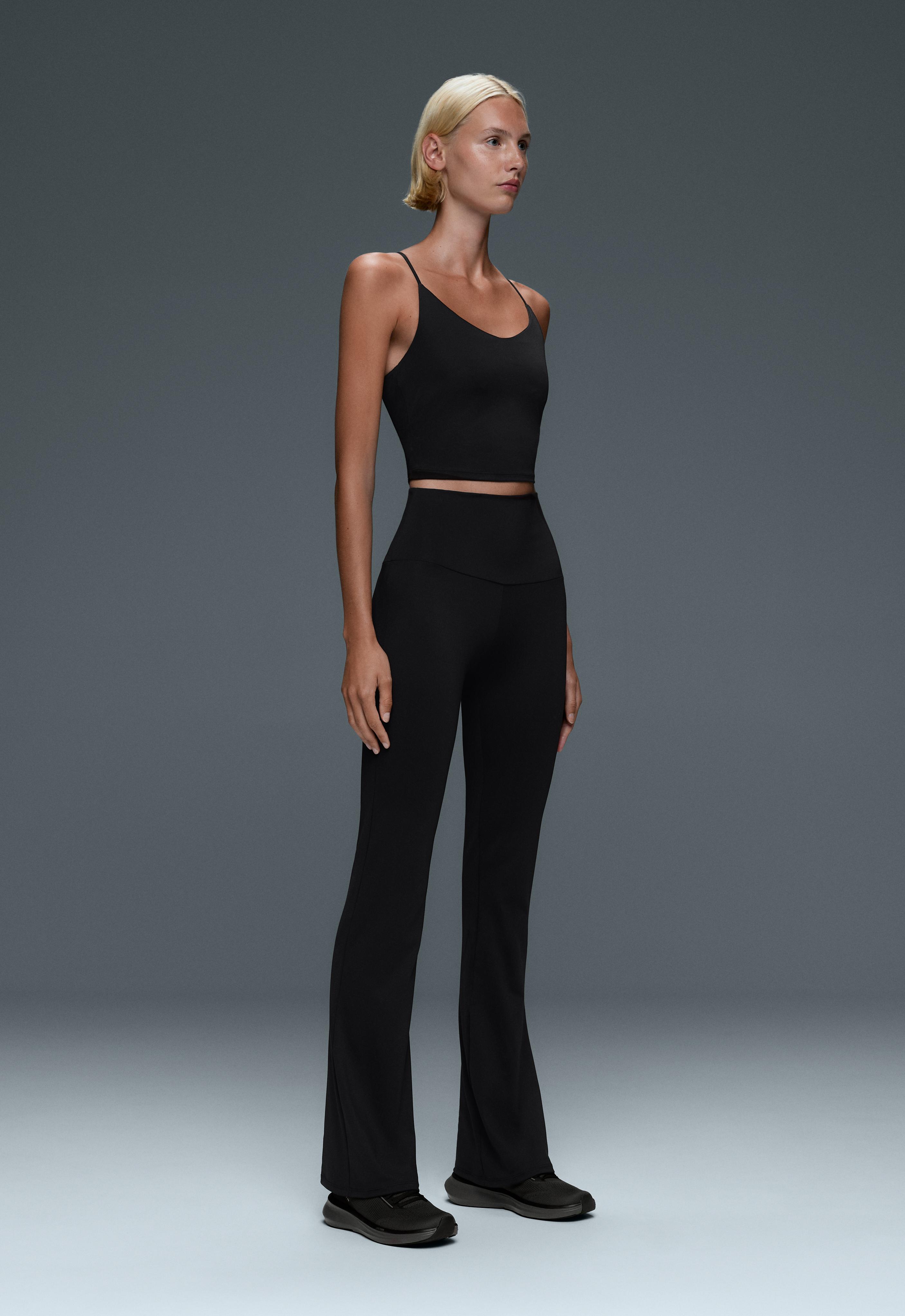 Super high rise Comfortlux flare trousers — BLACK
