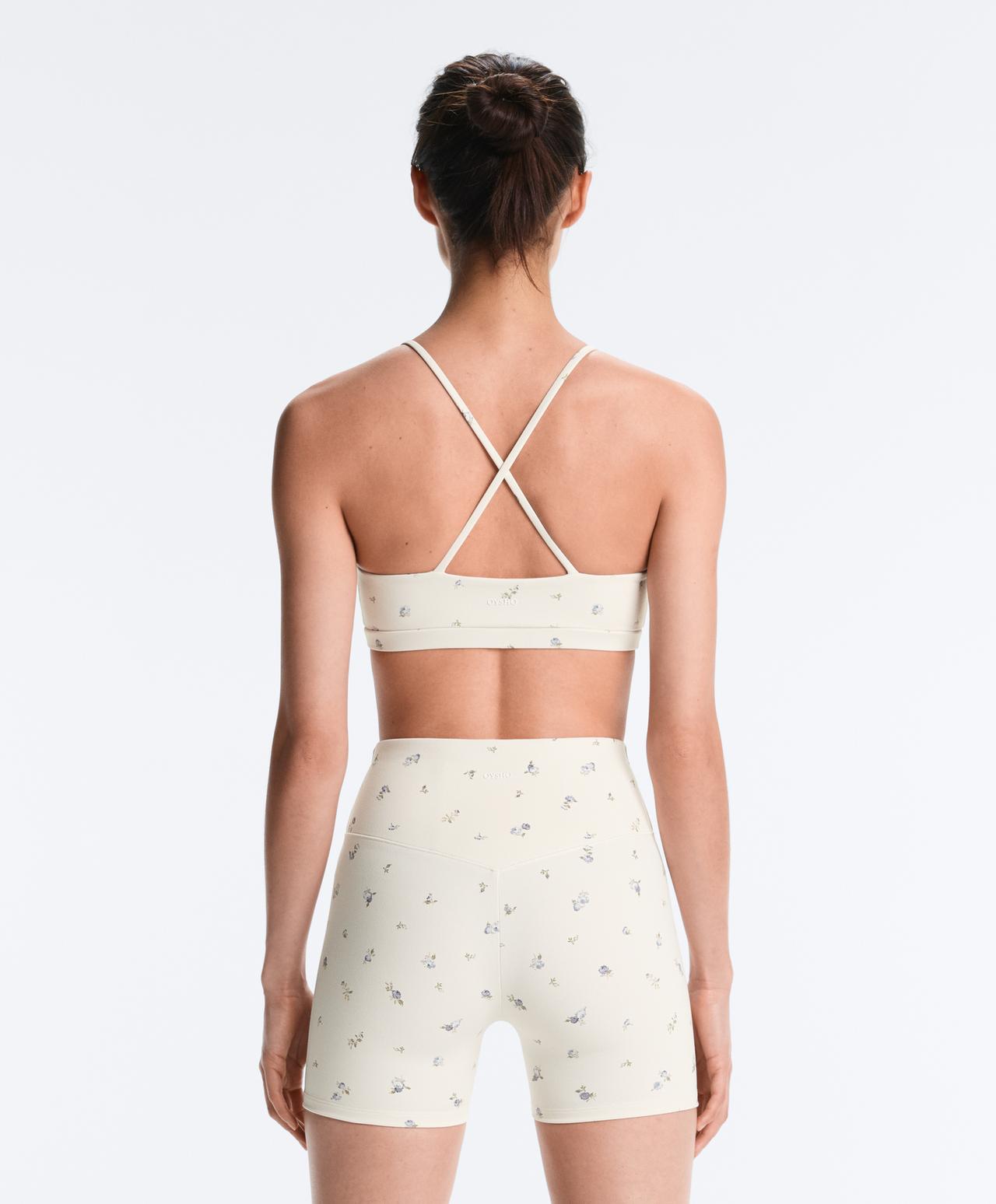 Evermove low-support floral sports bra — PALE ECRU