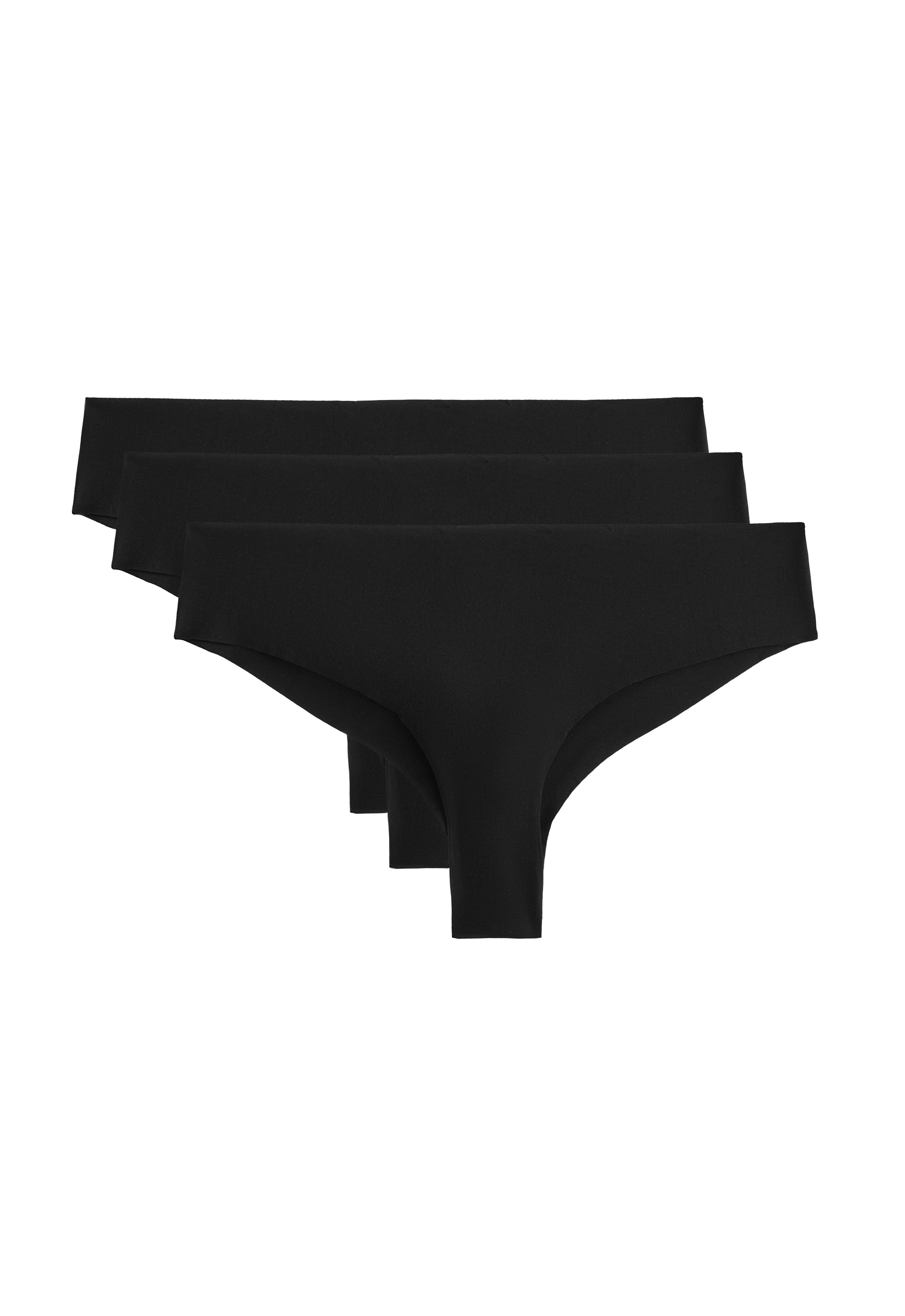 3 invisible polyamide blend cheeky Brazilian briefs — BLACK