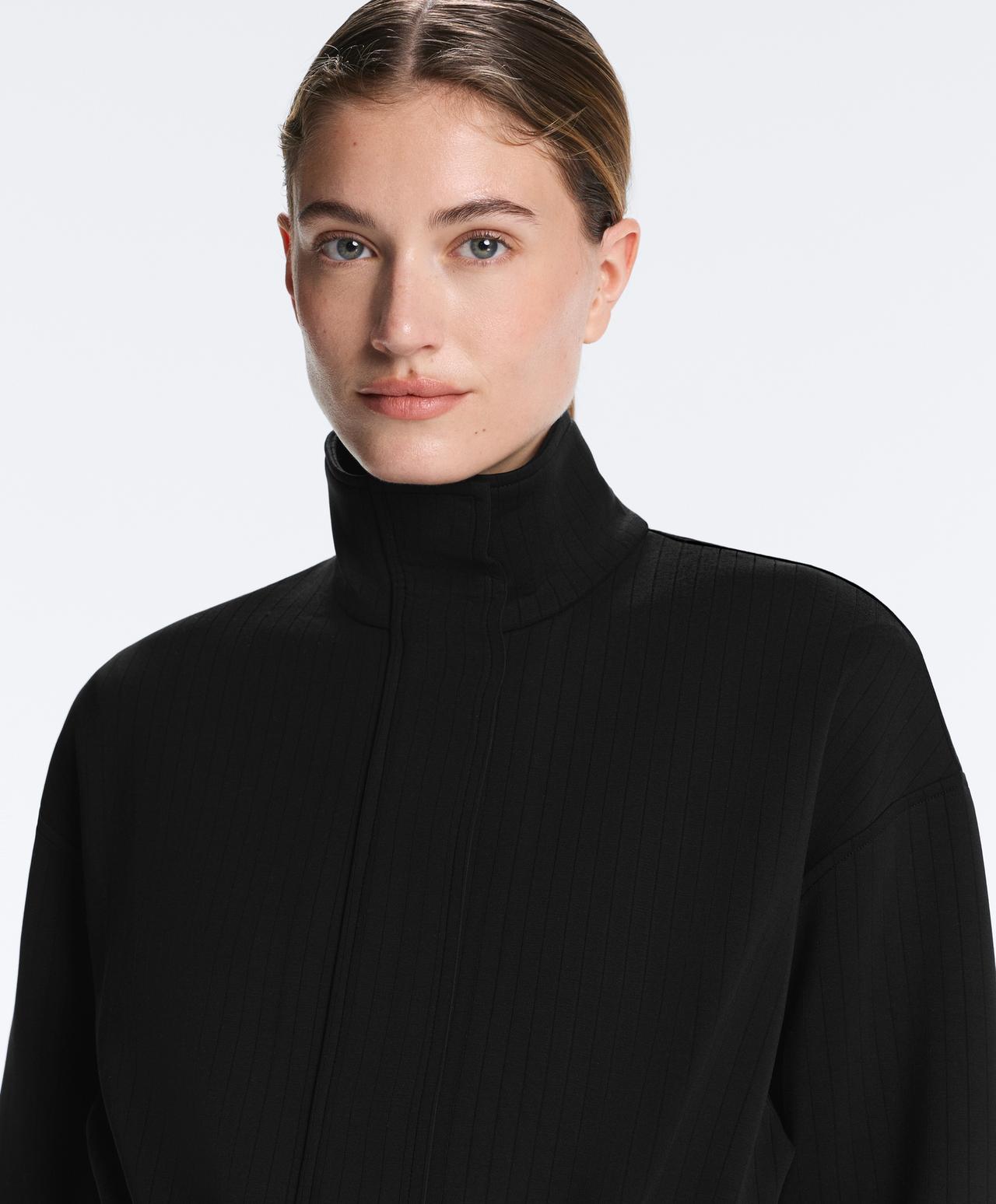 Long Utility jacket with soft-touch modal — BLACK