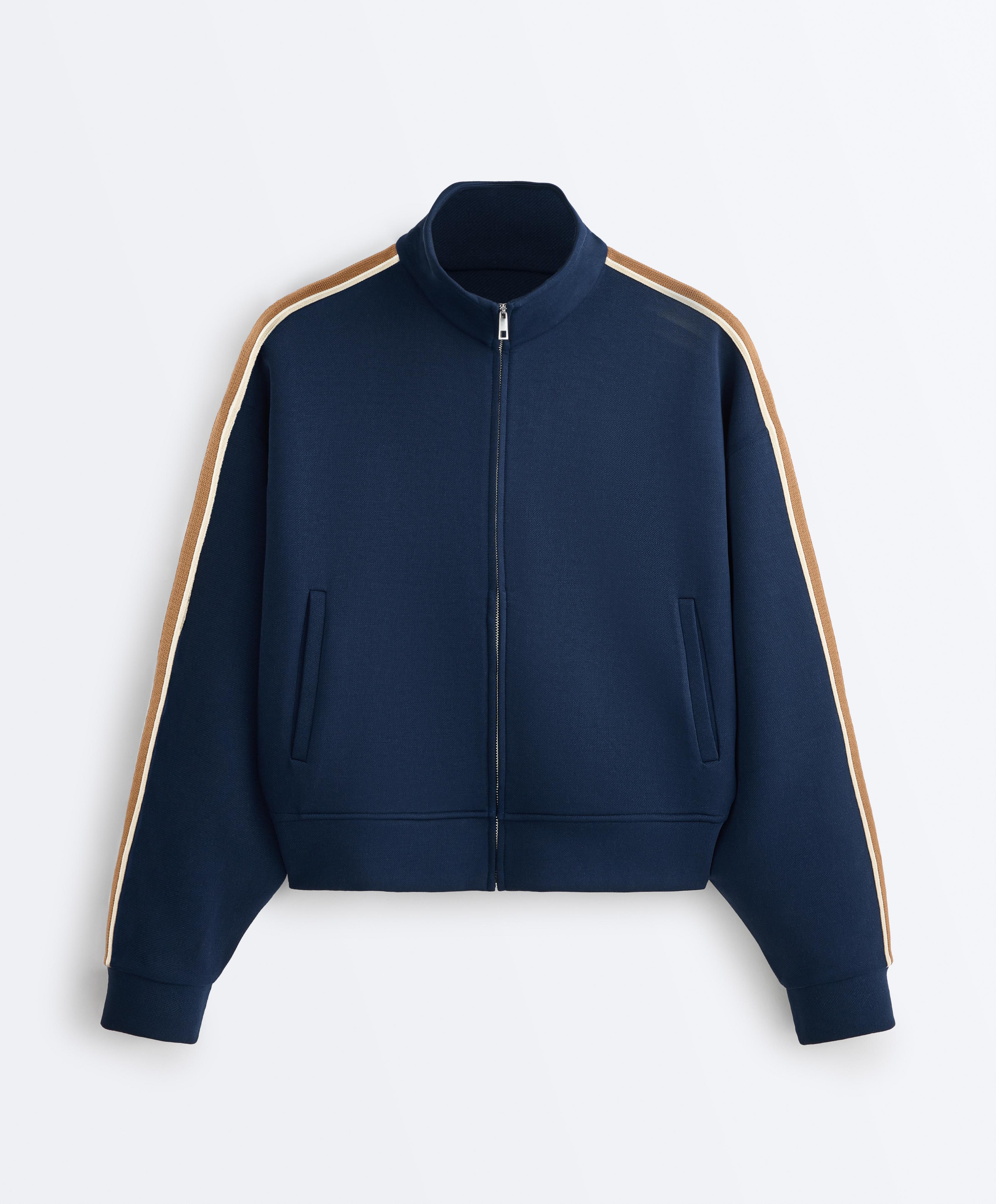 Twill jacket with side stripe — NAVY BLUE