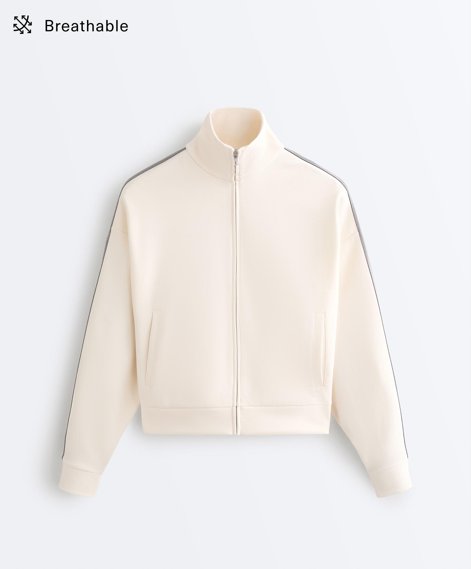 Herringbone side tape piqué cotton jacket Herringbone side tape piqué cotton jacket