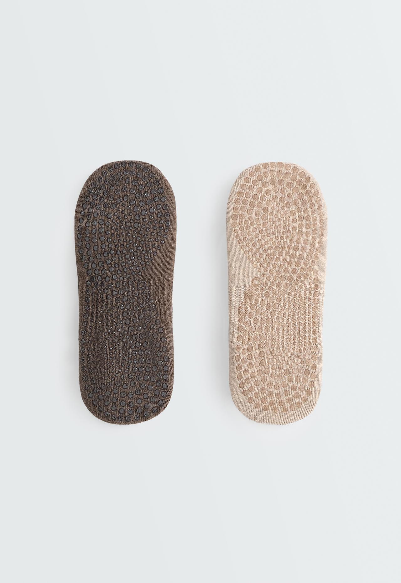 2 pairs of cotton blend yoga and Pilates socks — VANILLA