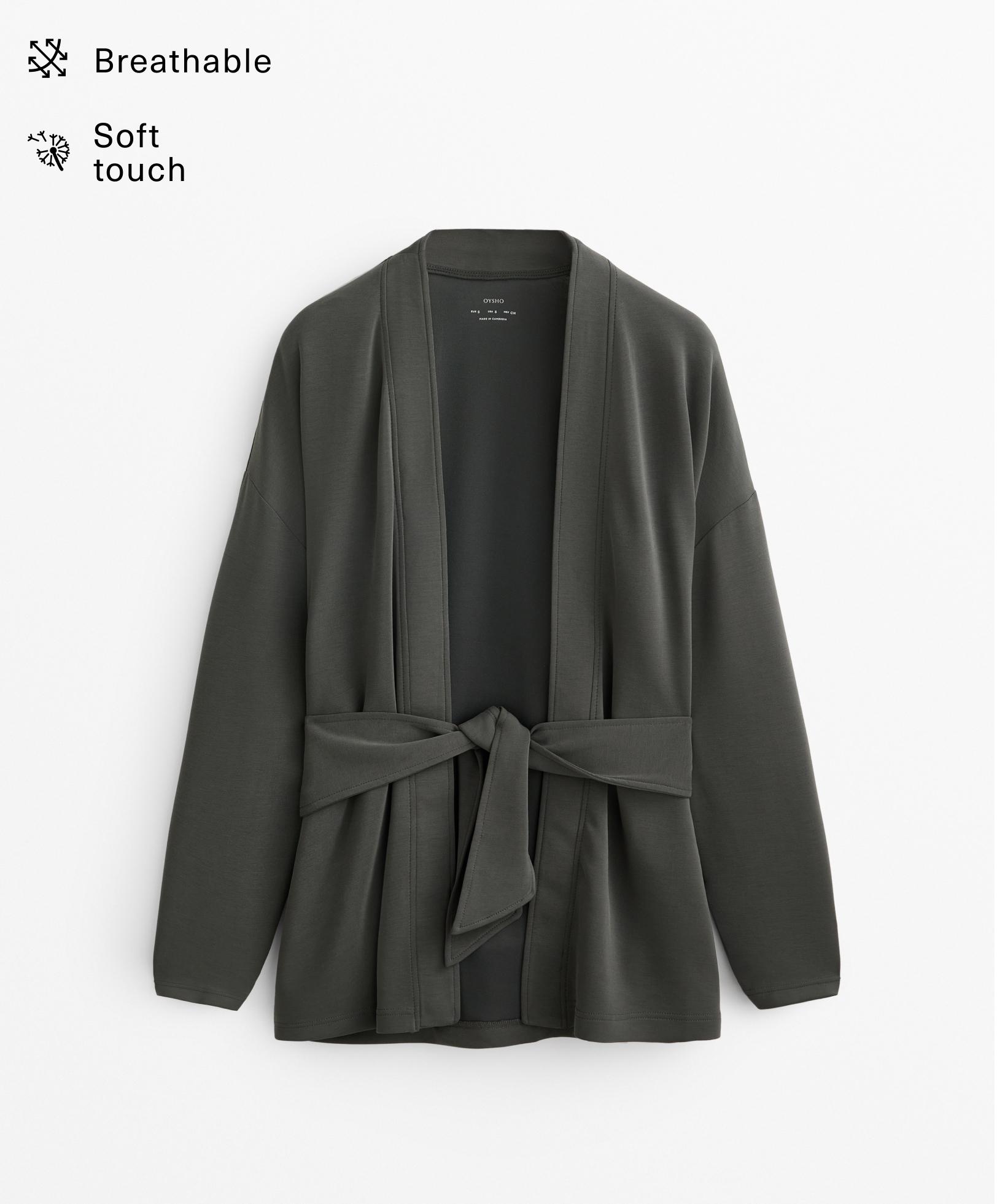 Modal içeren Soft Touch kimono uzun ceket