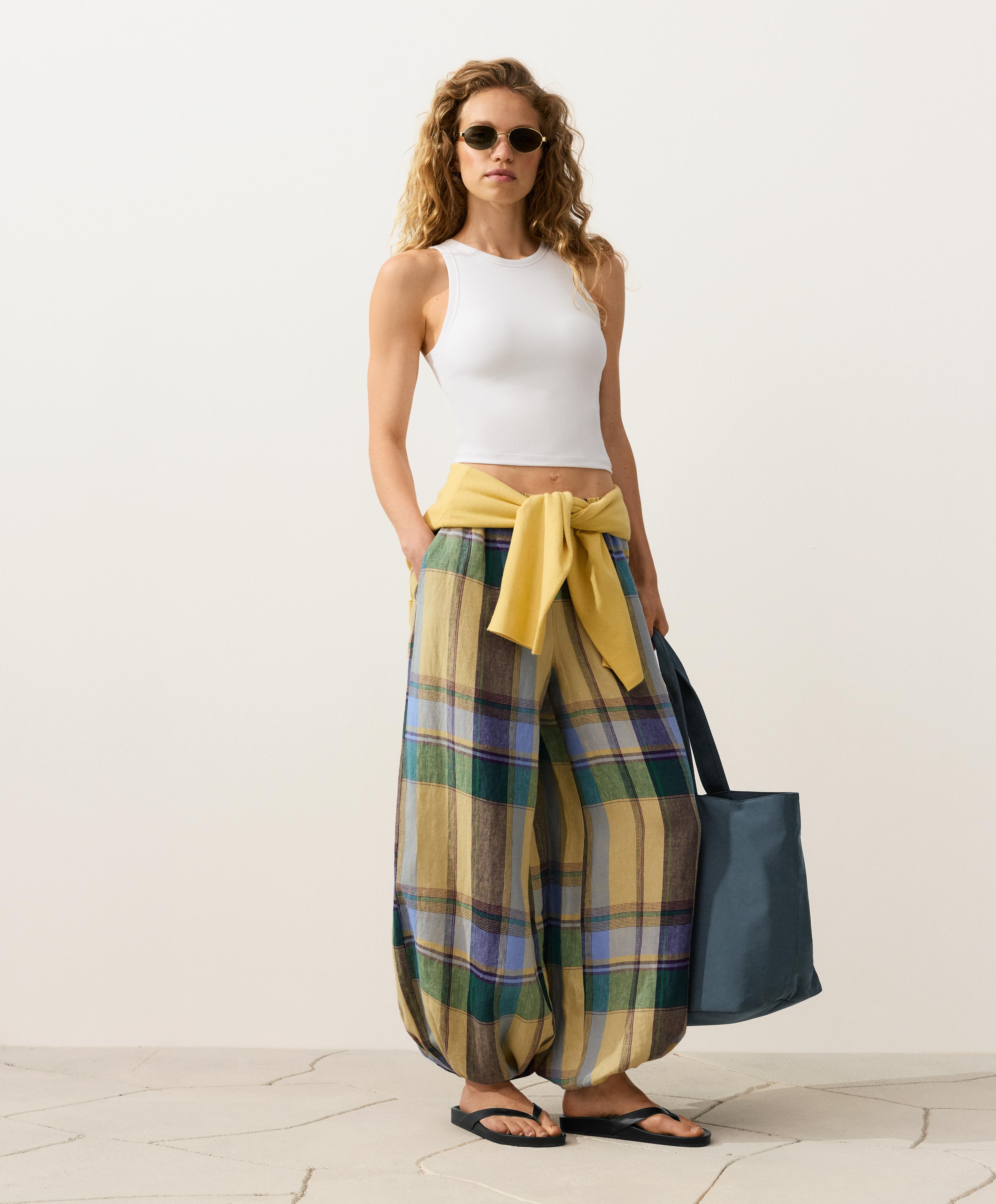 100% linen bloomer trousers — MID-YELLOW