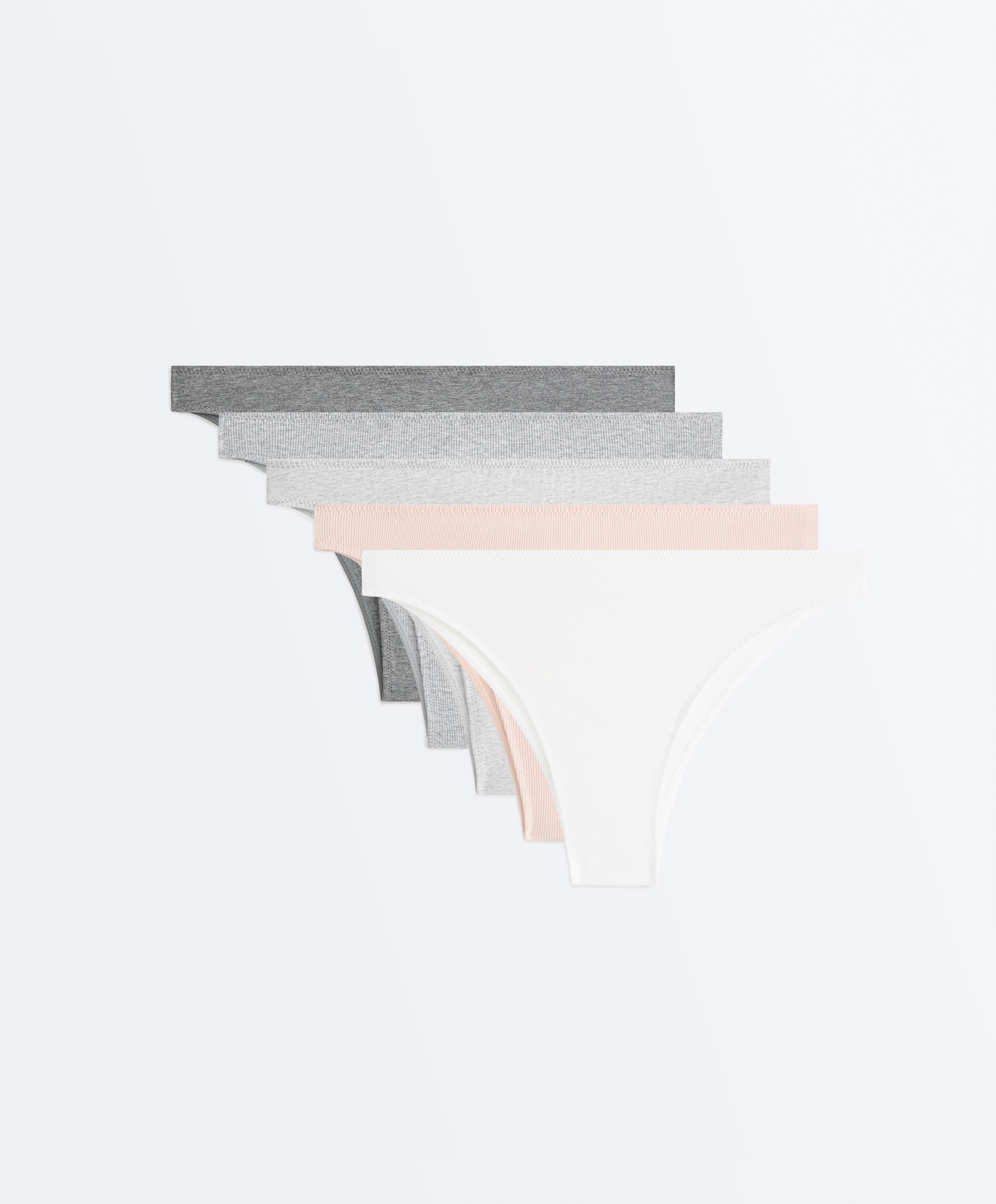 5 rib cotton blend Brazilian briefs — GREY MELANGE