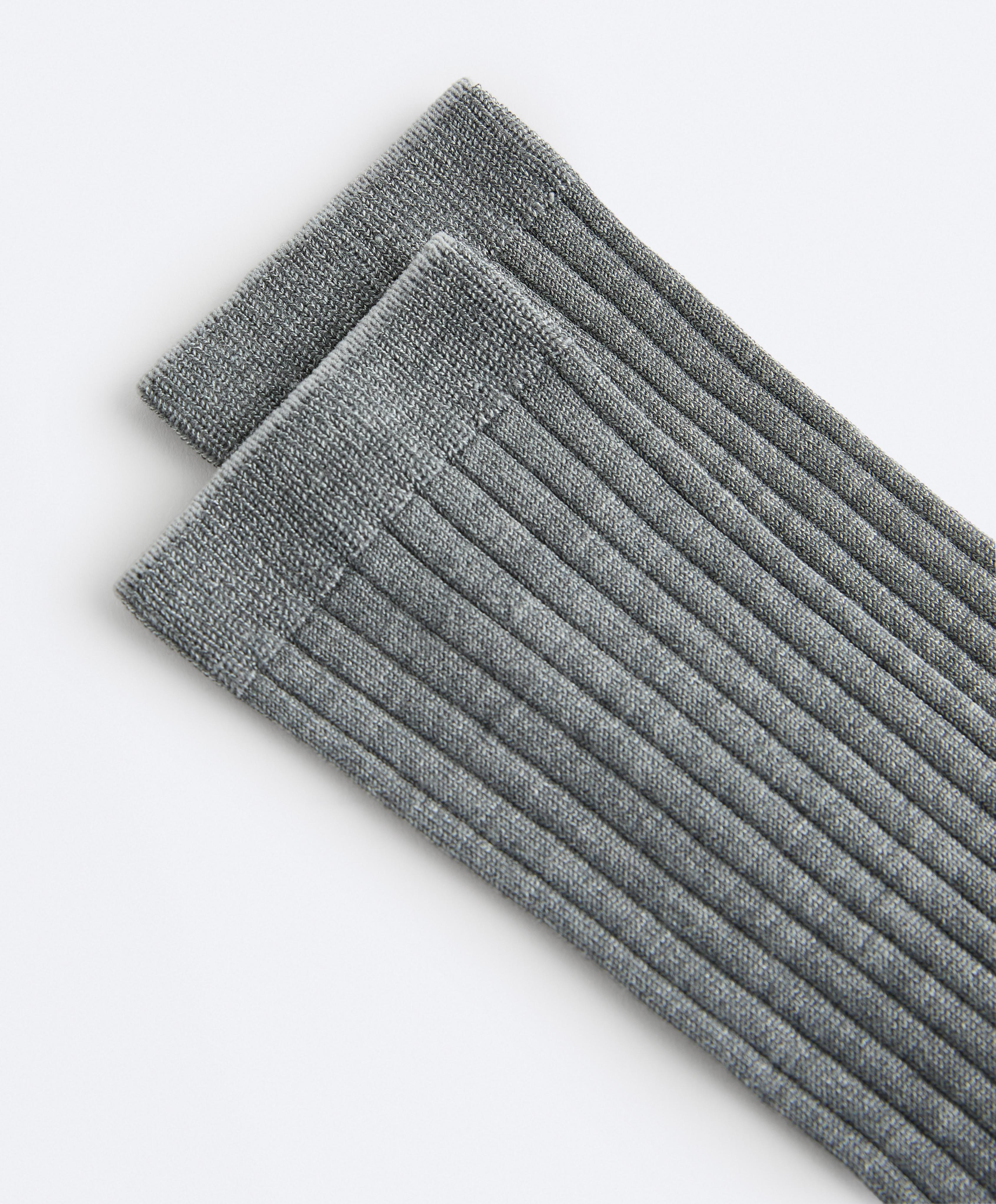 Classic Rib silk blend sock — MOTTLED GREY MELANGE