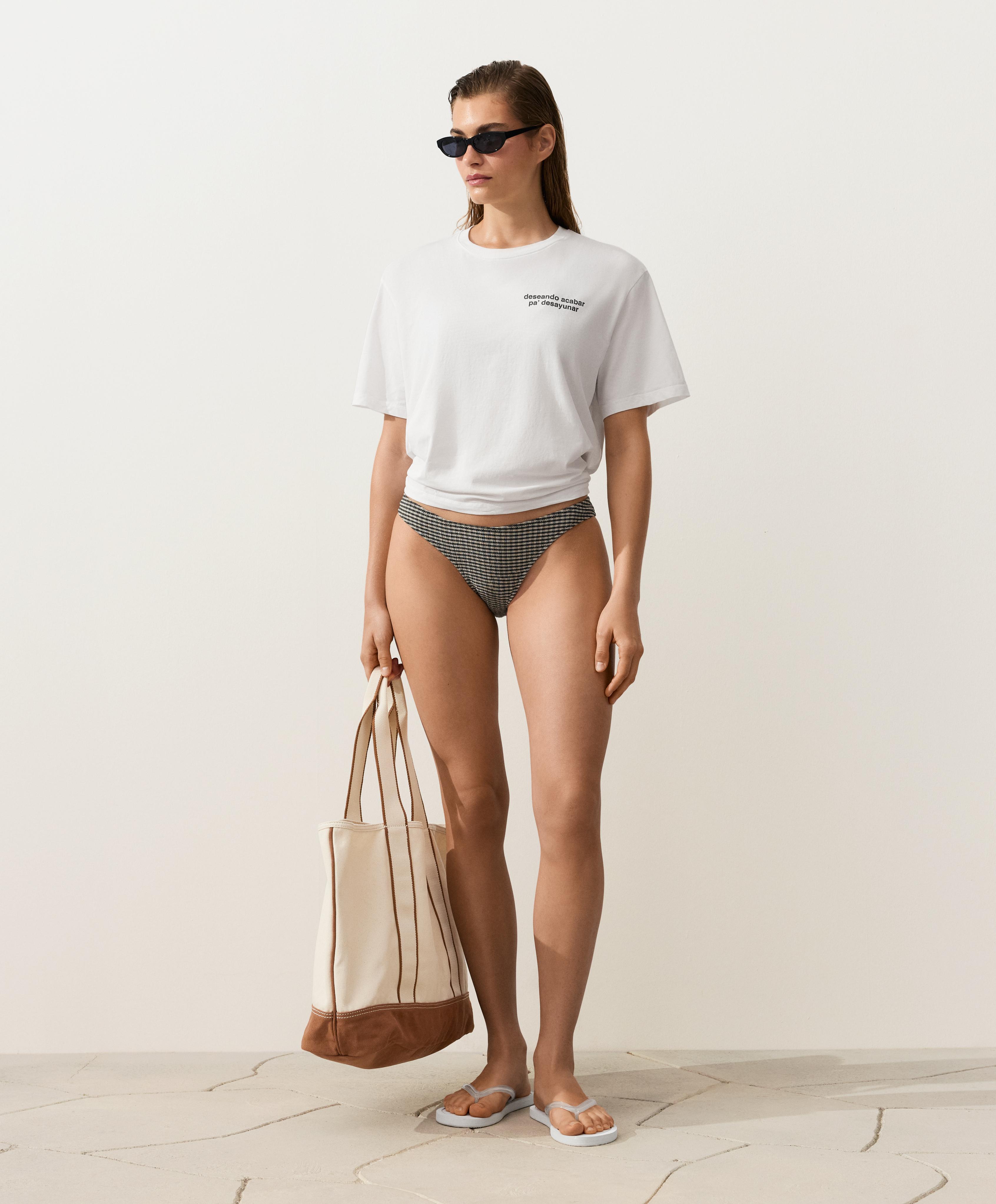 Classic mini check bikini briefs — BLACK