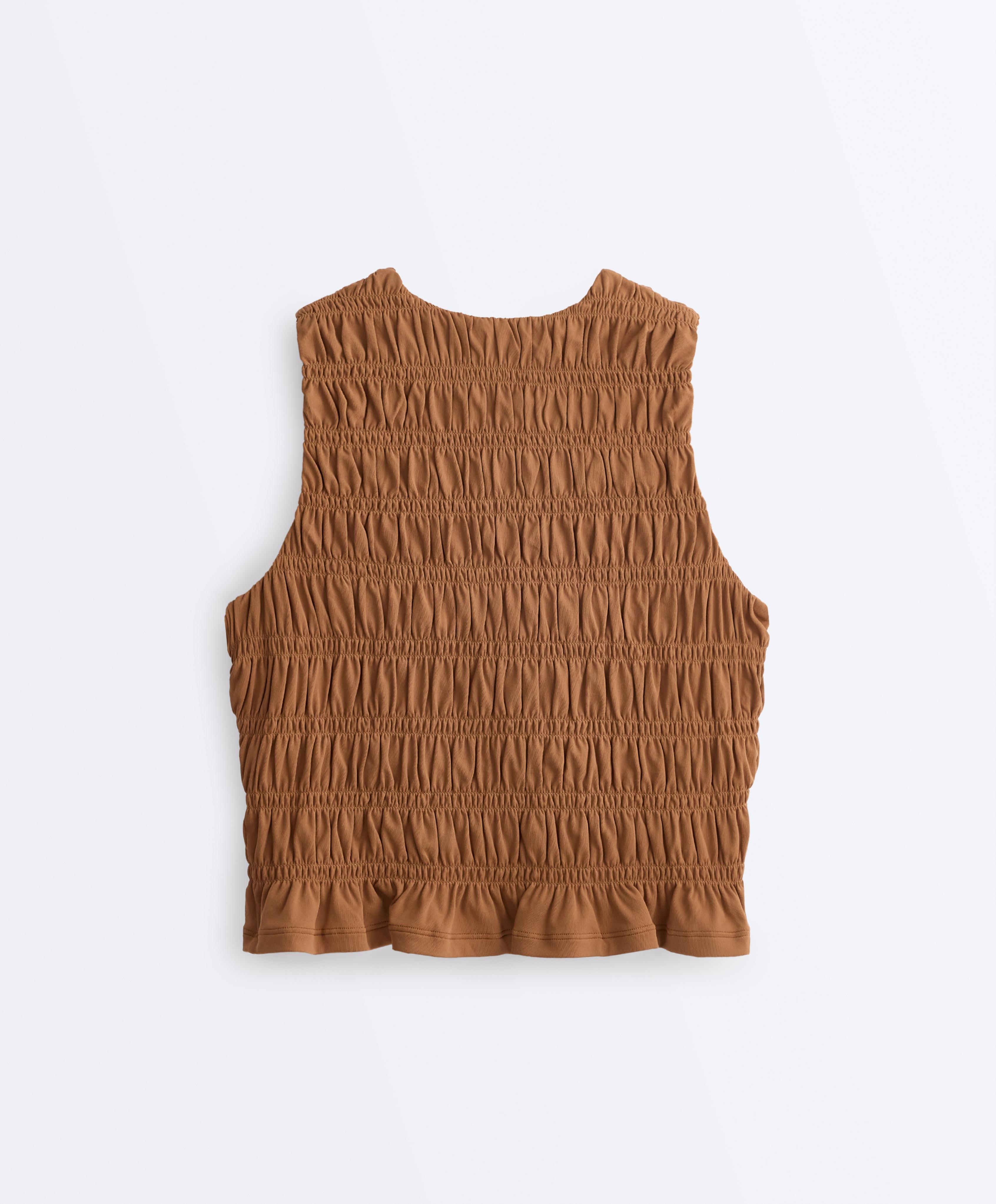 Comfortlux smock sleeveless T-shirt — TOFFEE