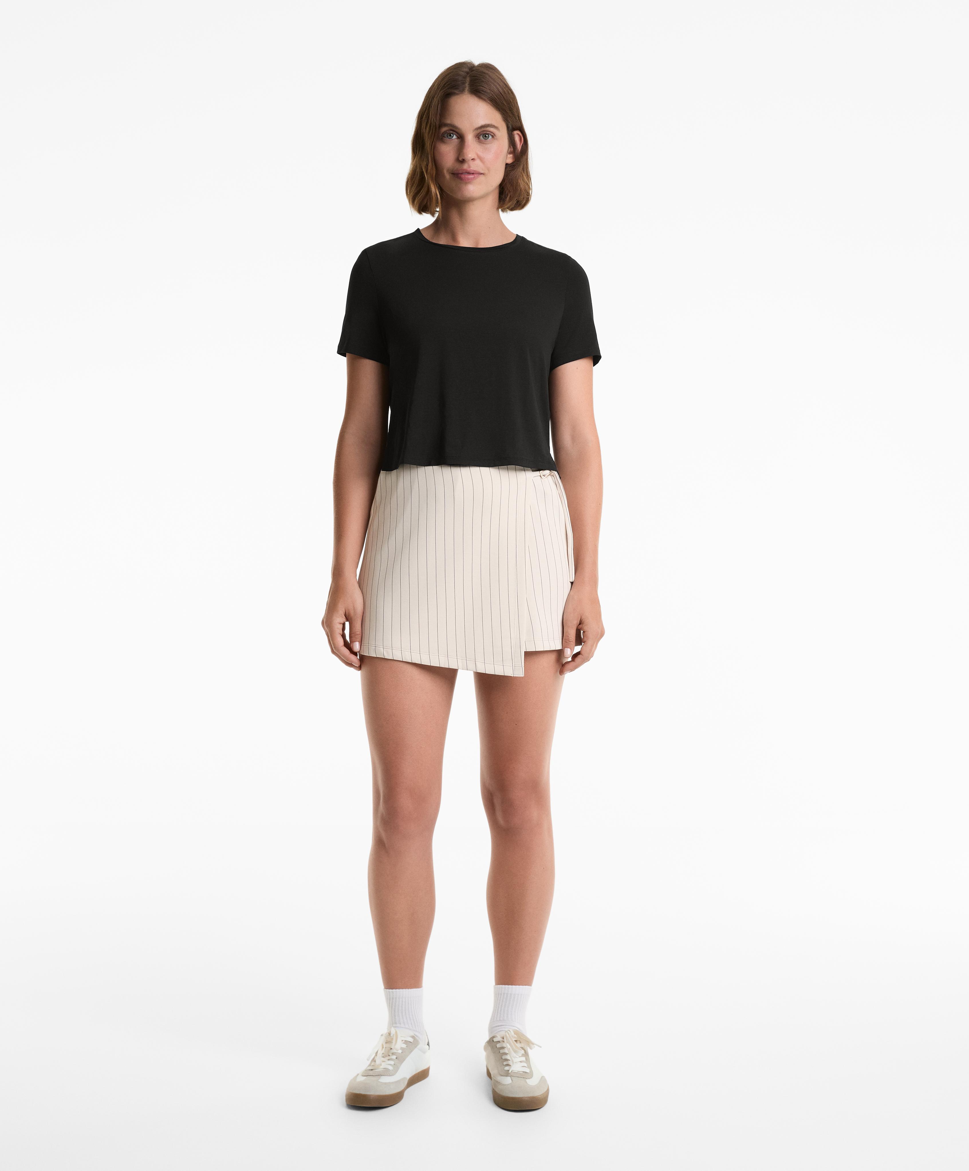 Lyocell blend short-sleeve crop T-shirt - Sale Lyocell blend short-sleeve crop T-shirt - Sale