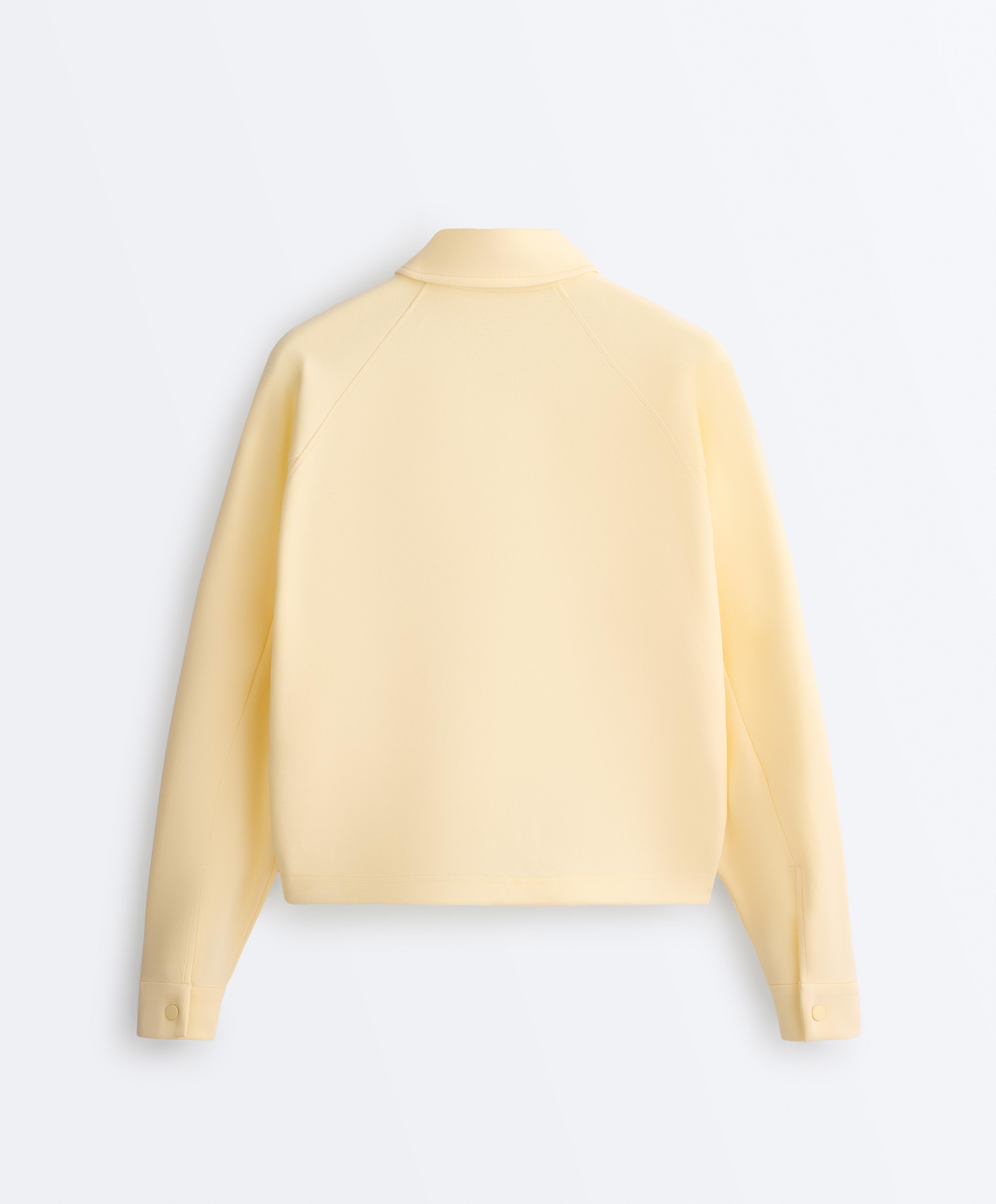 Cotton piqué pocket jacket — PALE YELLOW