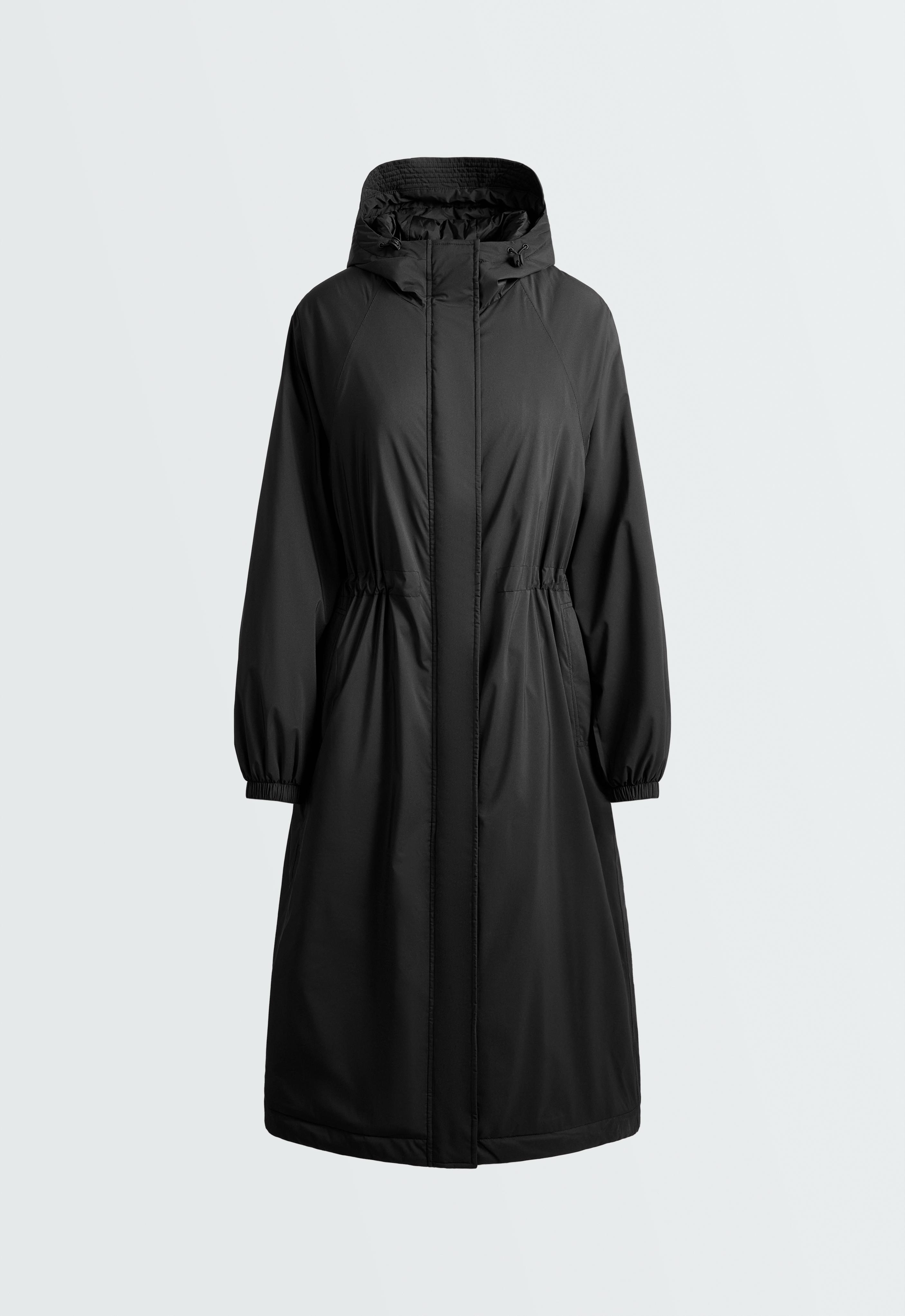 10k Thindown® waterproof super extra-light long padded jacket — BLACK