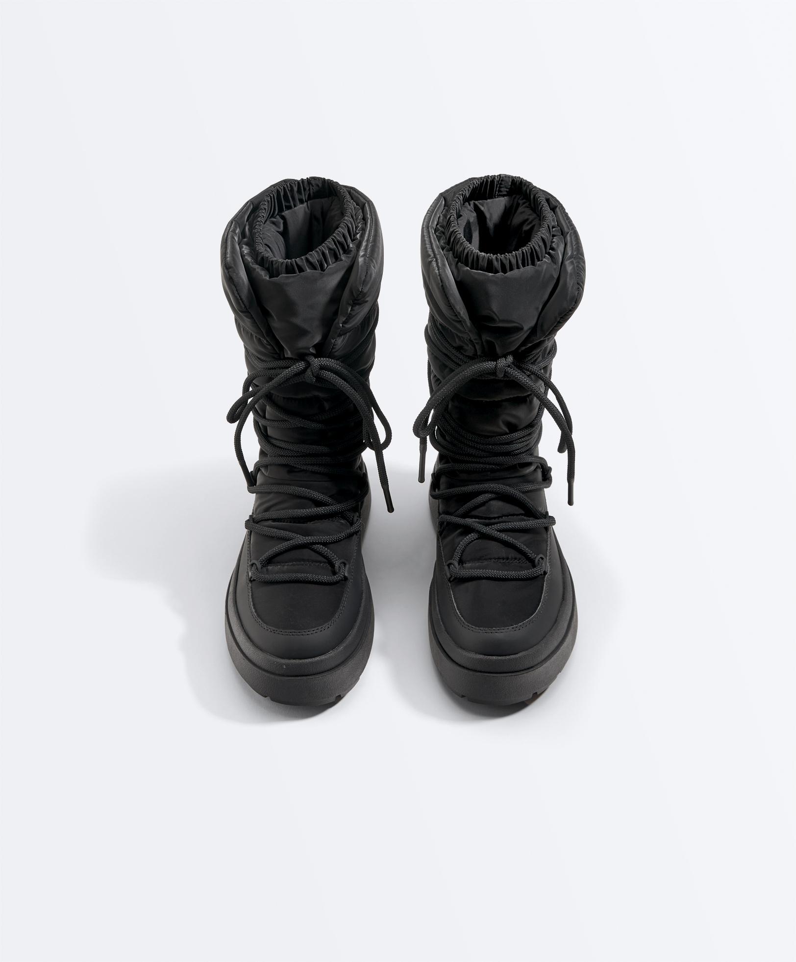 Laced nylon après-ski boots — BLACK