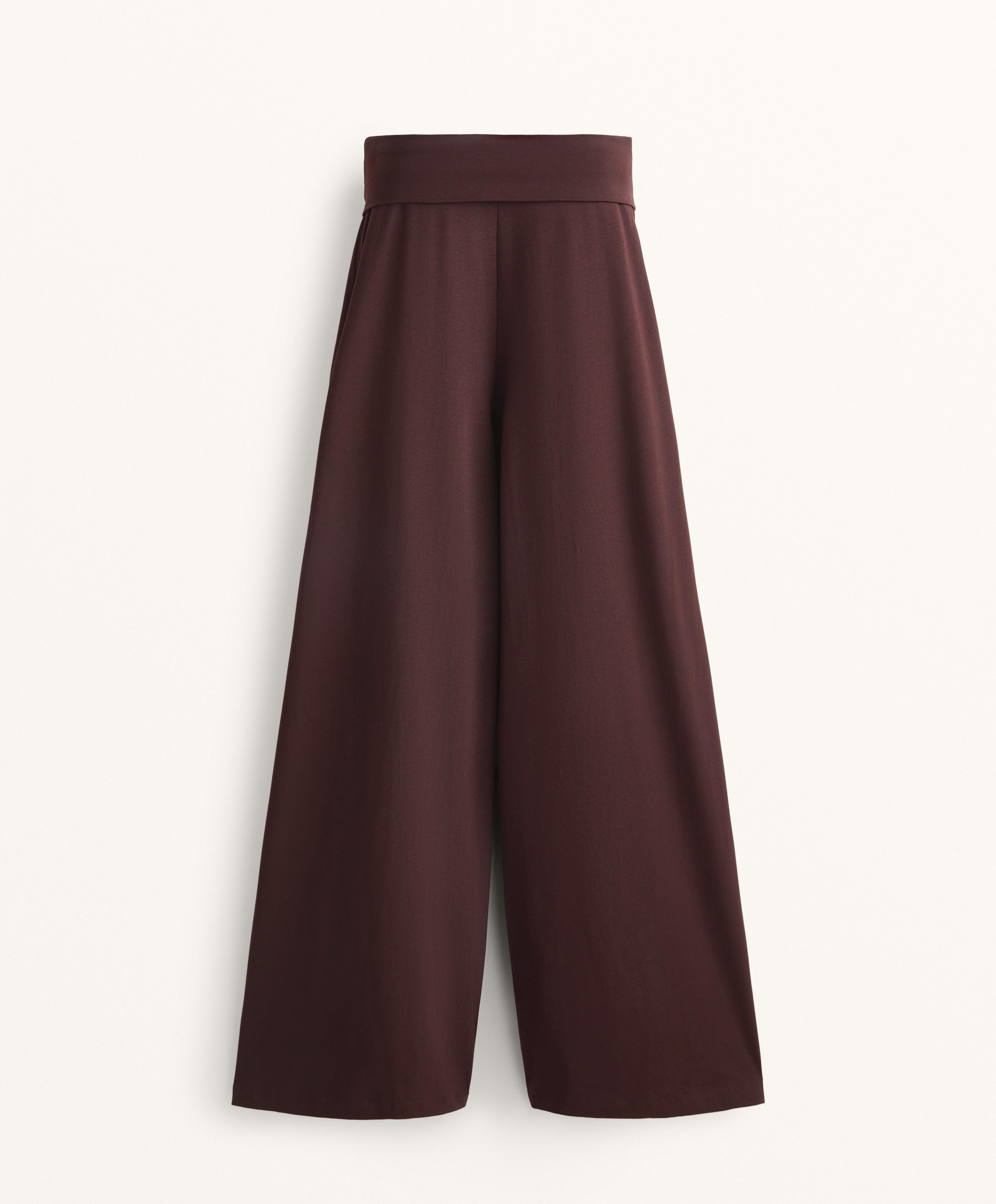 Gerade geschnittene Hose mit umgeschlagenem Bund aus Baumwollmischgewebe