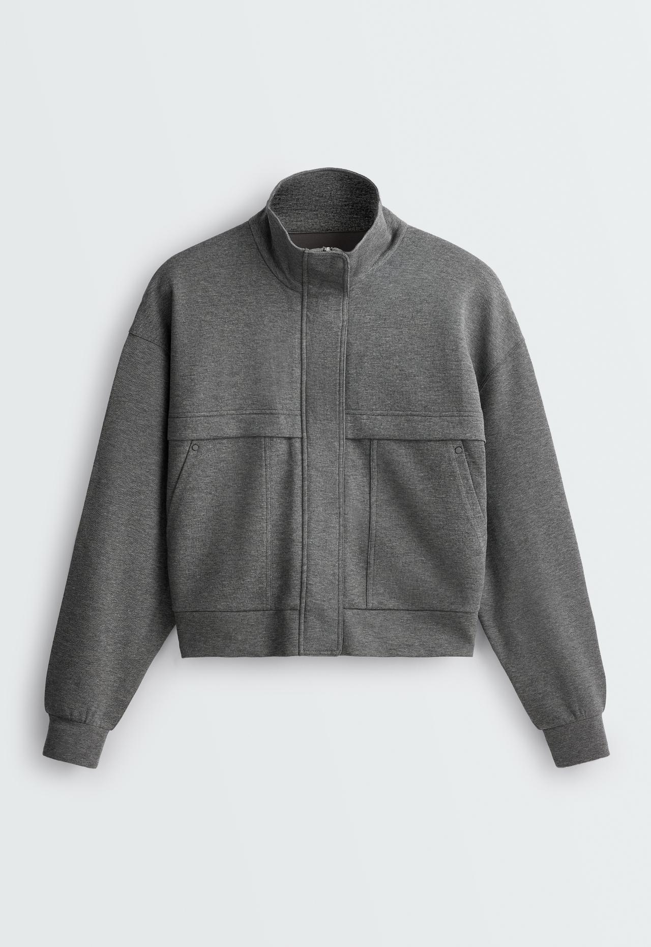 Bomber jacket with pockets in piqué cotton — GREY
