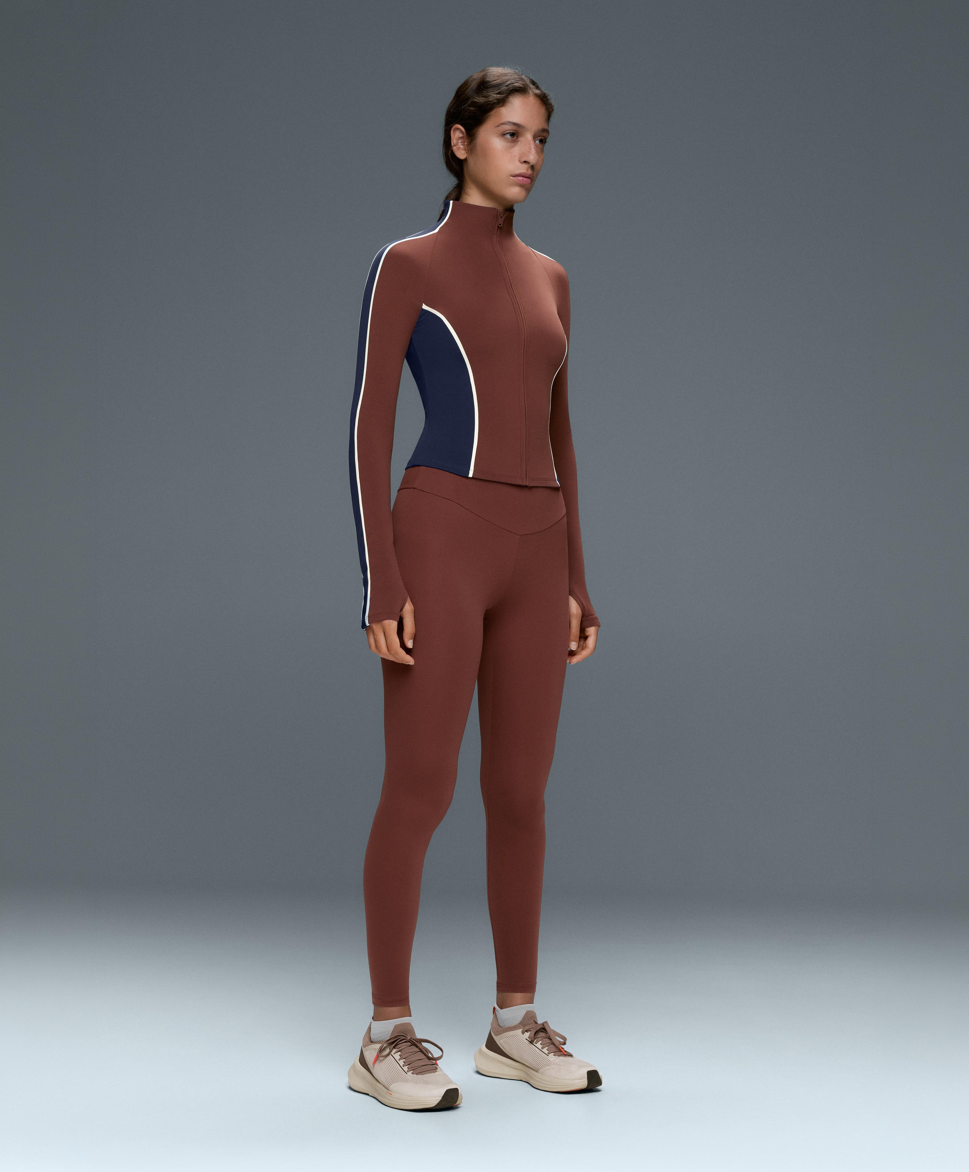 Light warm colour-block technical jacket — TERRACOTTA