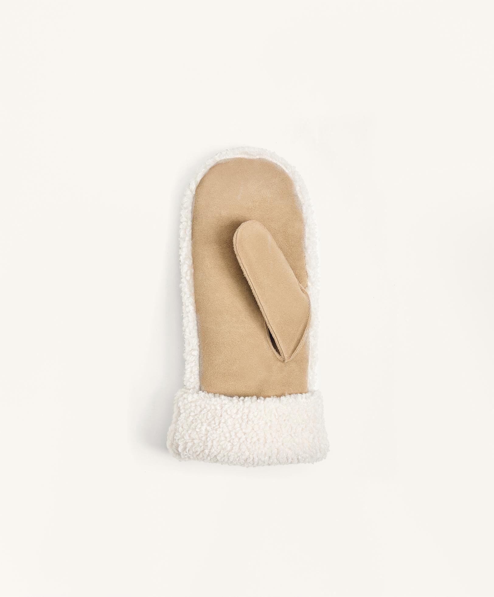 Leather mitten with faux shearling Leather mitten with faux shearling
