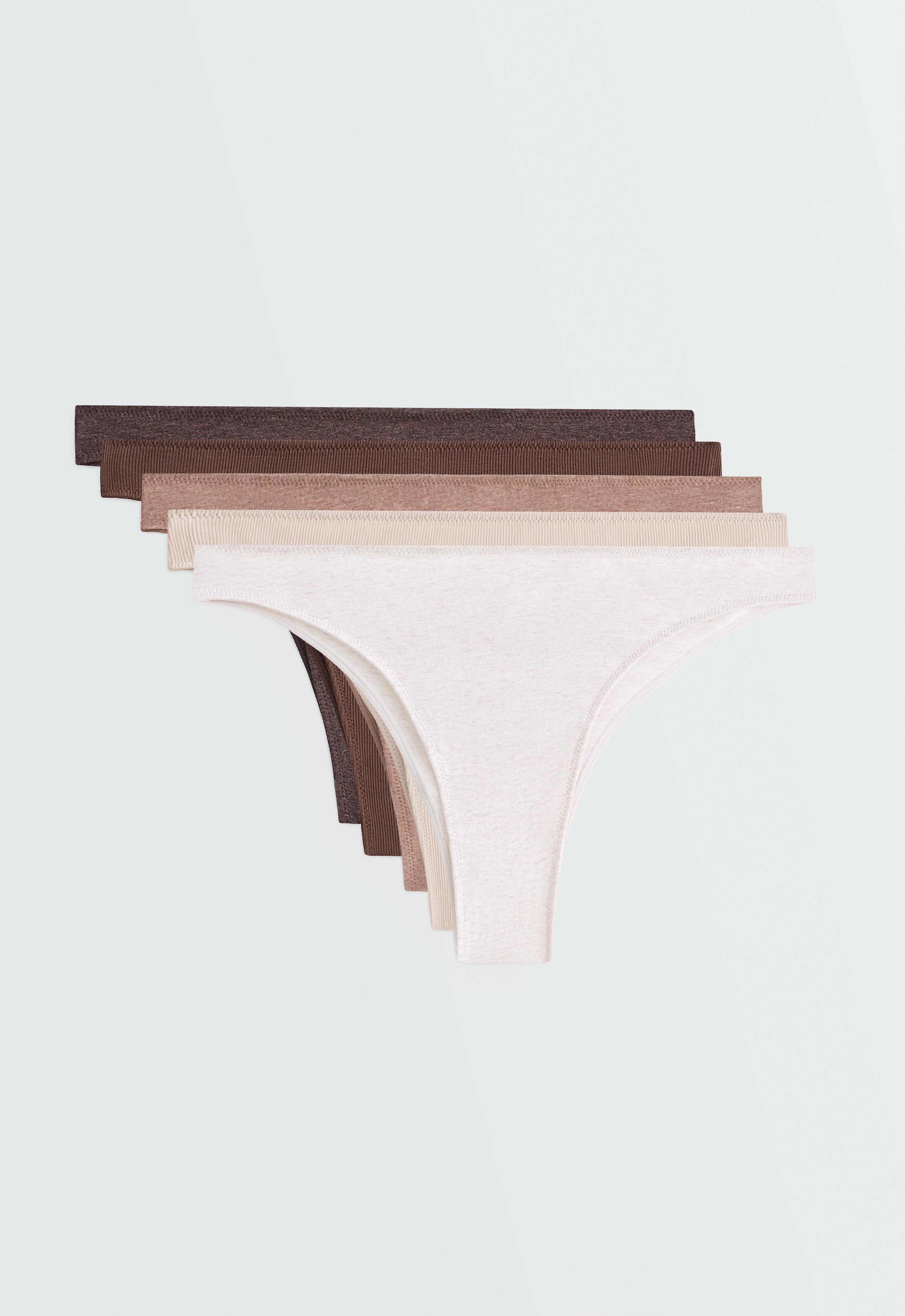 5 rib cotton blend Brazilian briefs — CHOCOLATE      