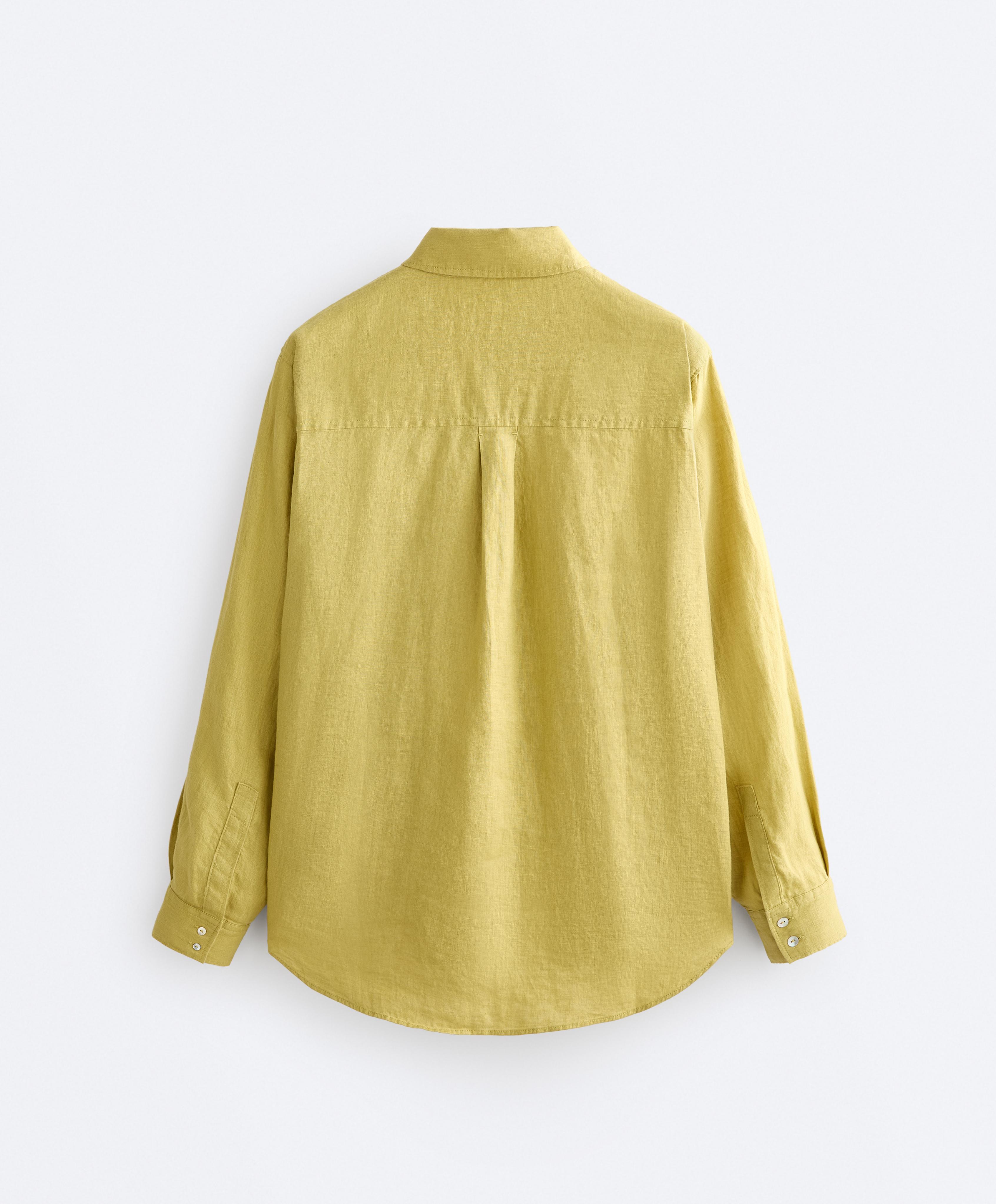 100% linen relaxed shirt — LIME GREEN