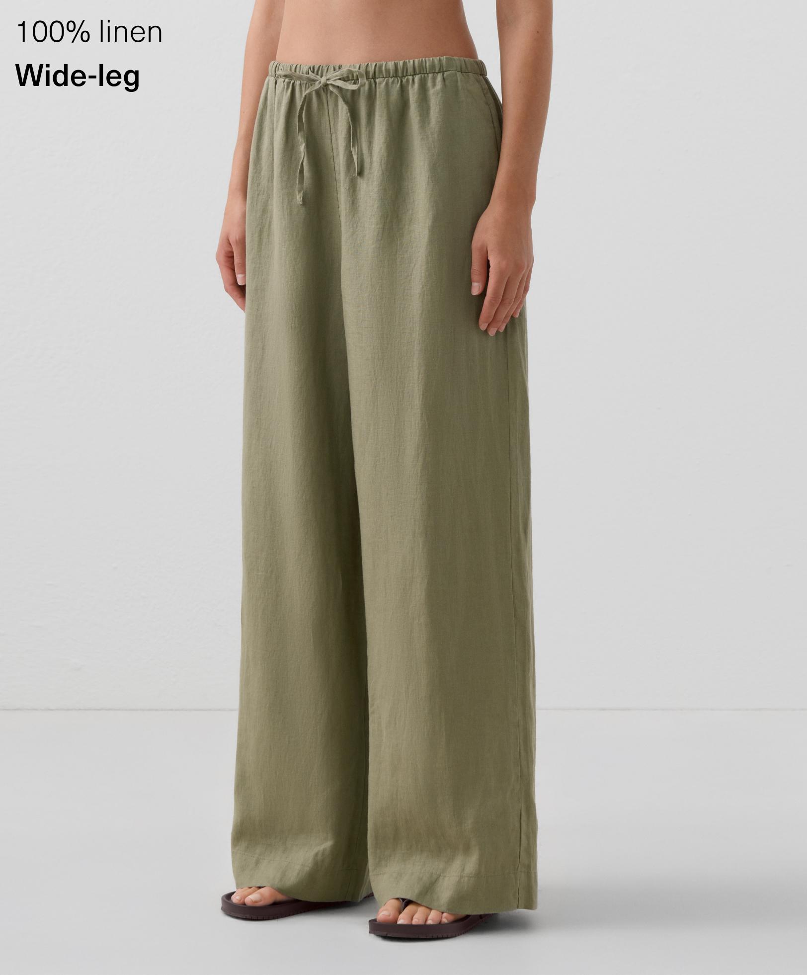 100% linen wide straight-leg trousers 100% linen wide straight-leg trousers