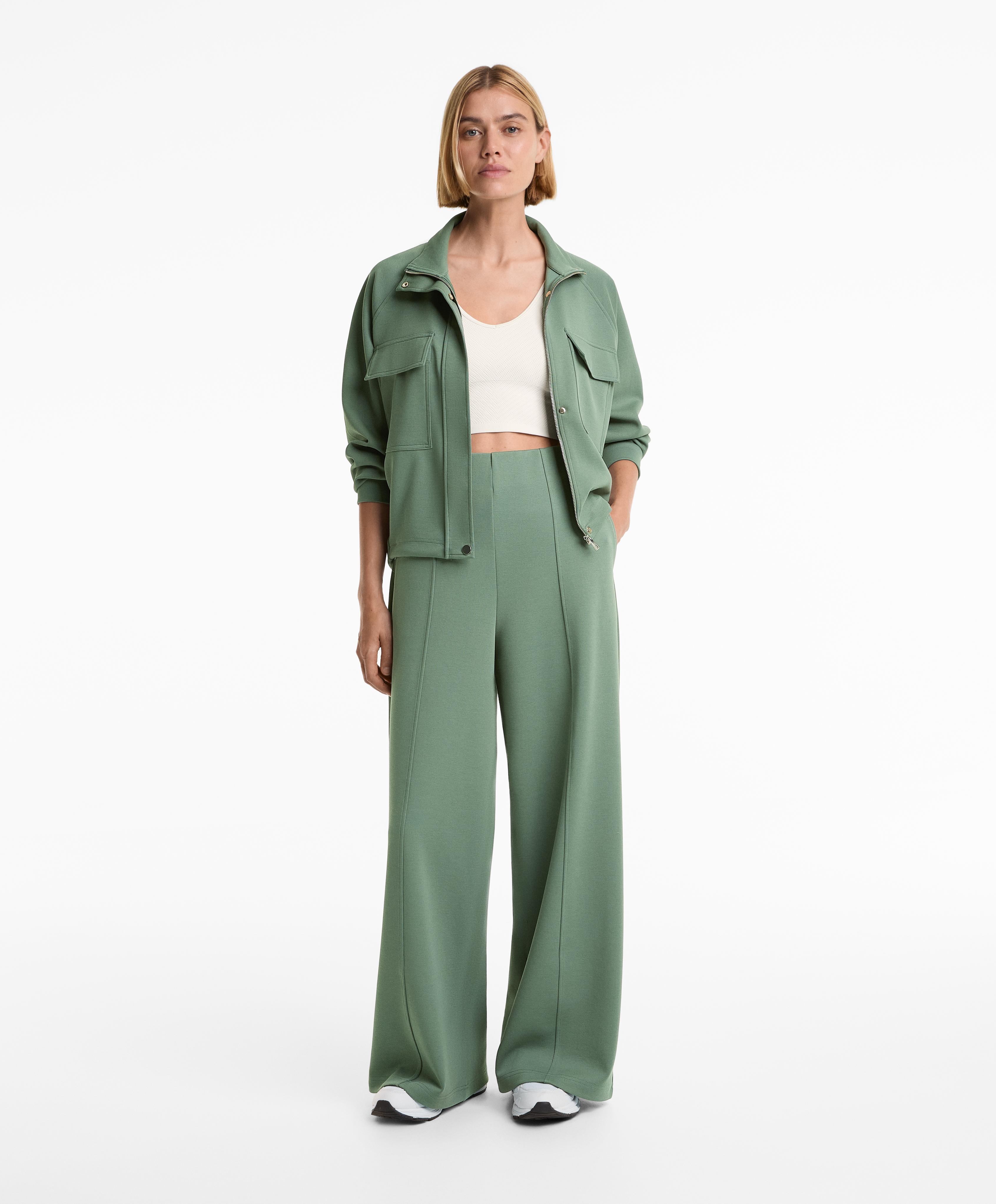 Super high rise piqué trousers with cotton
