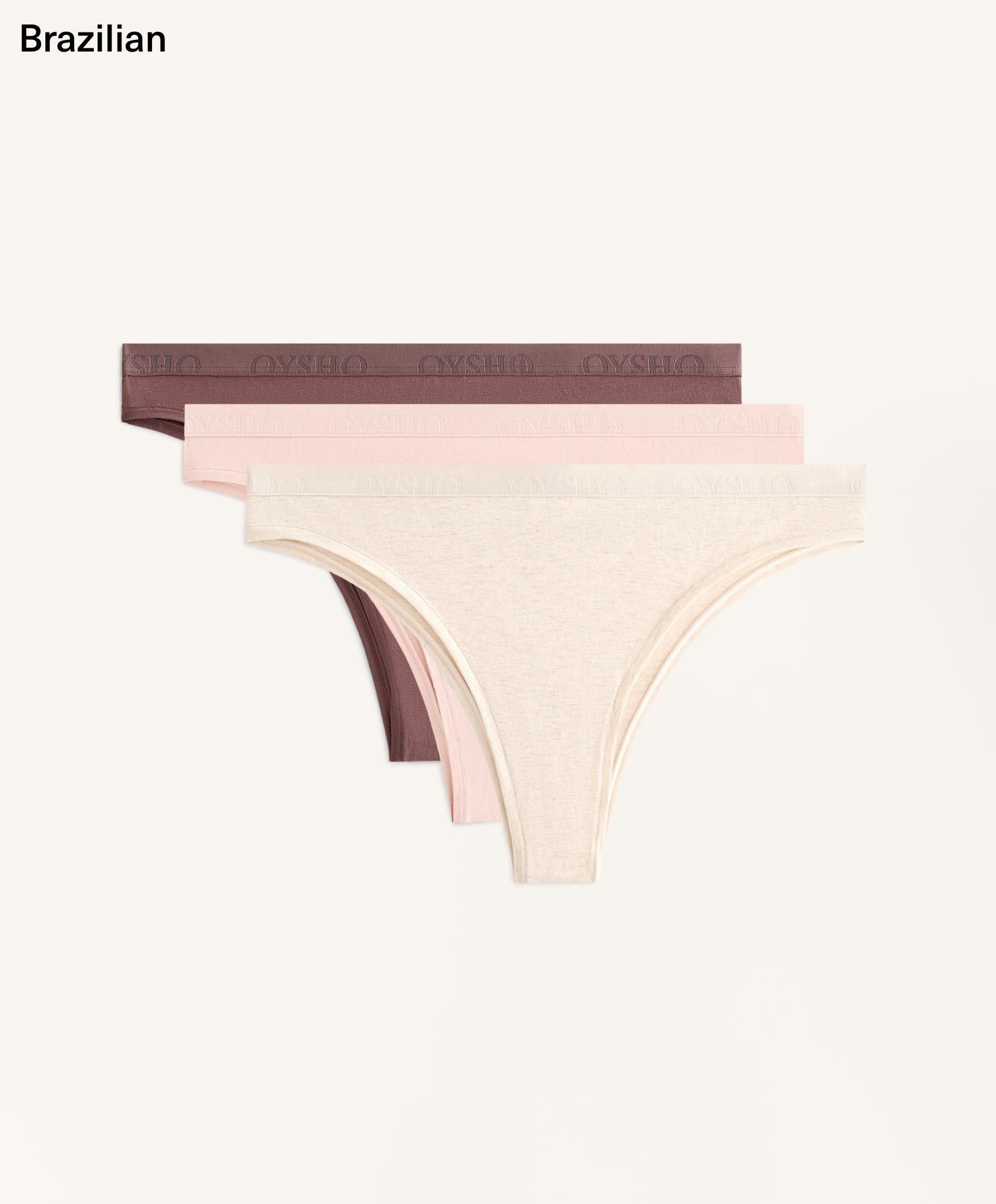 3 cotton blend logo Brazilian briefs