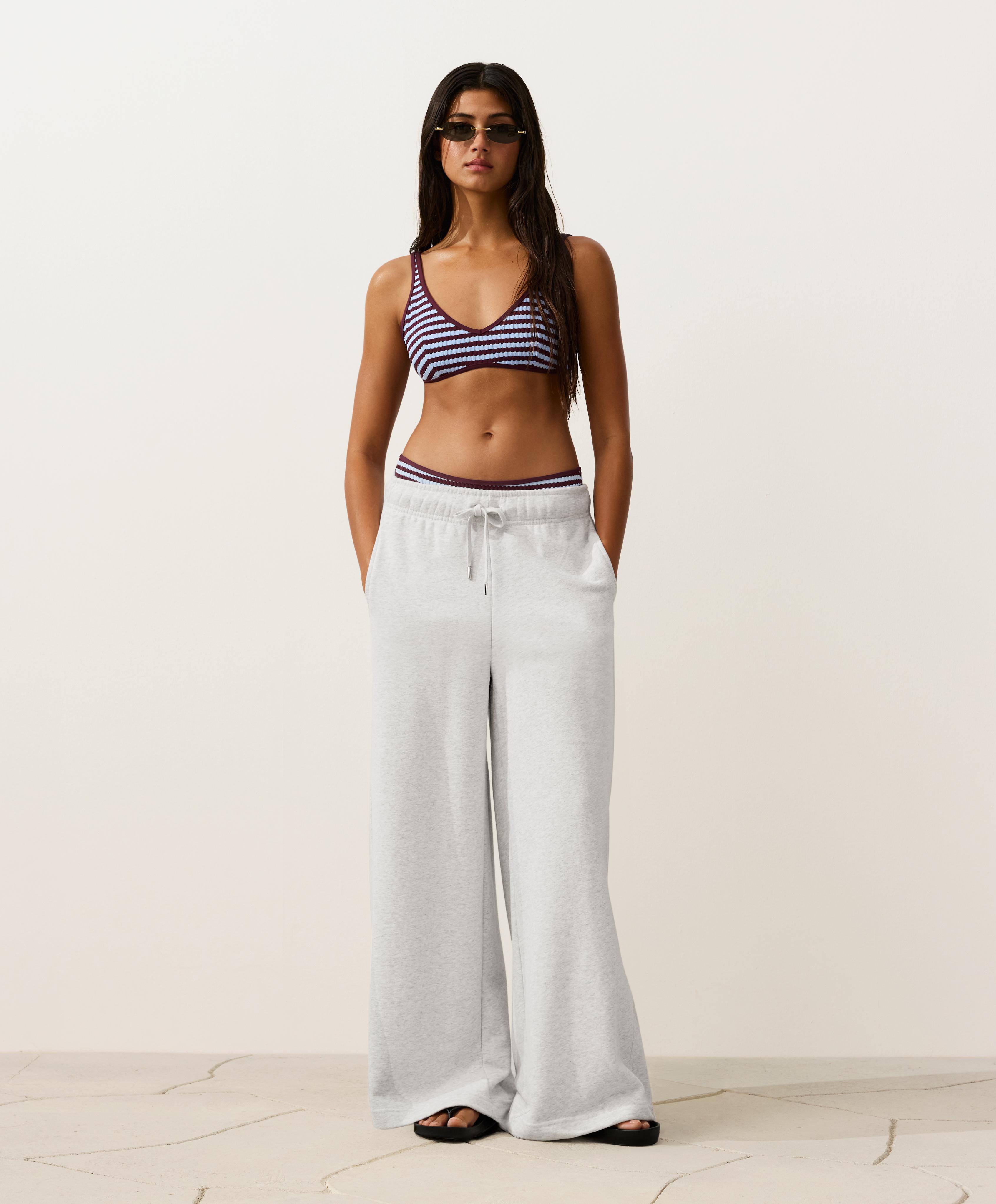 Striped textured halter bikini top — CHERRY