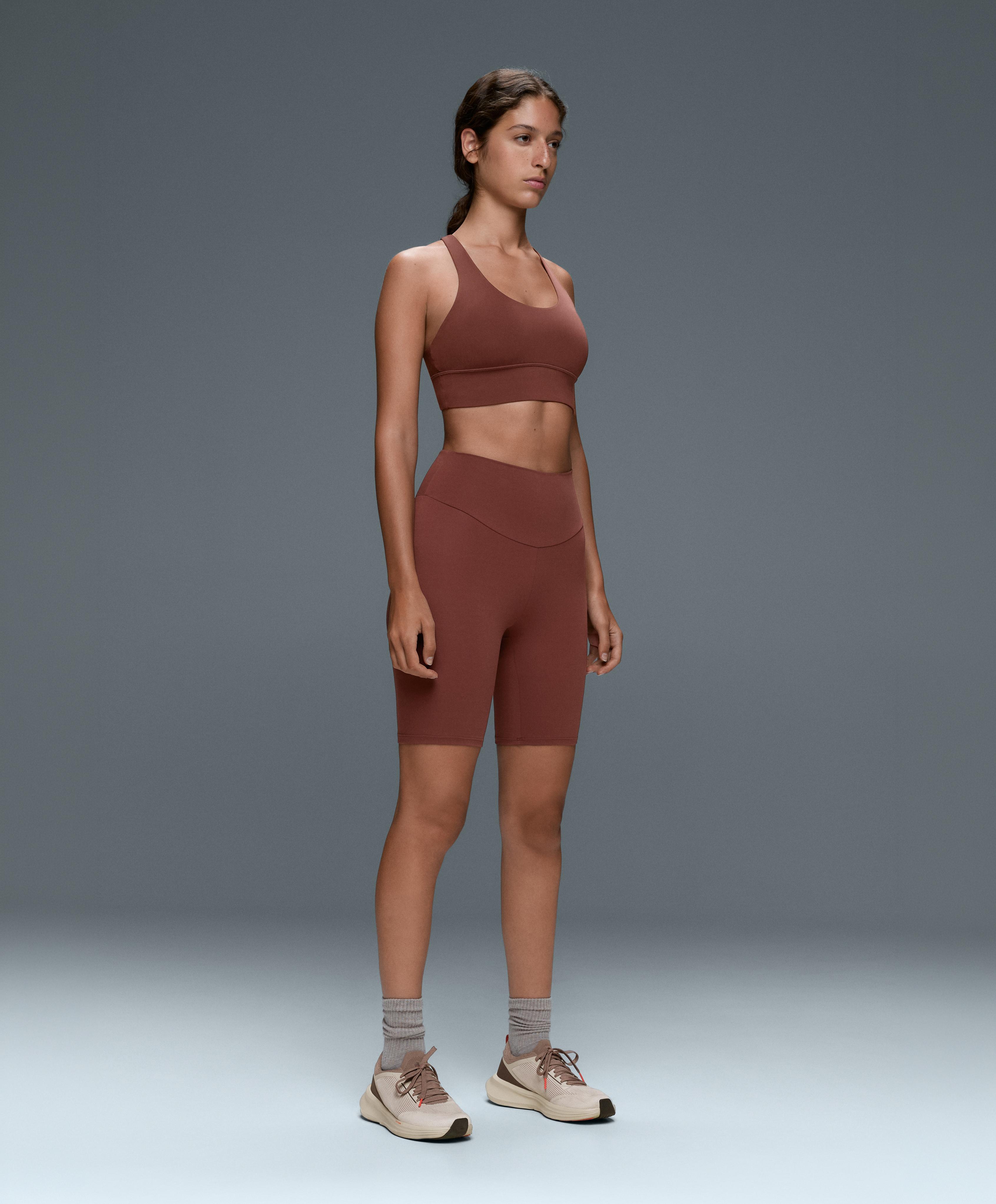 Comfortlux high-rise 20cm biker leggings — TERRACOTTA