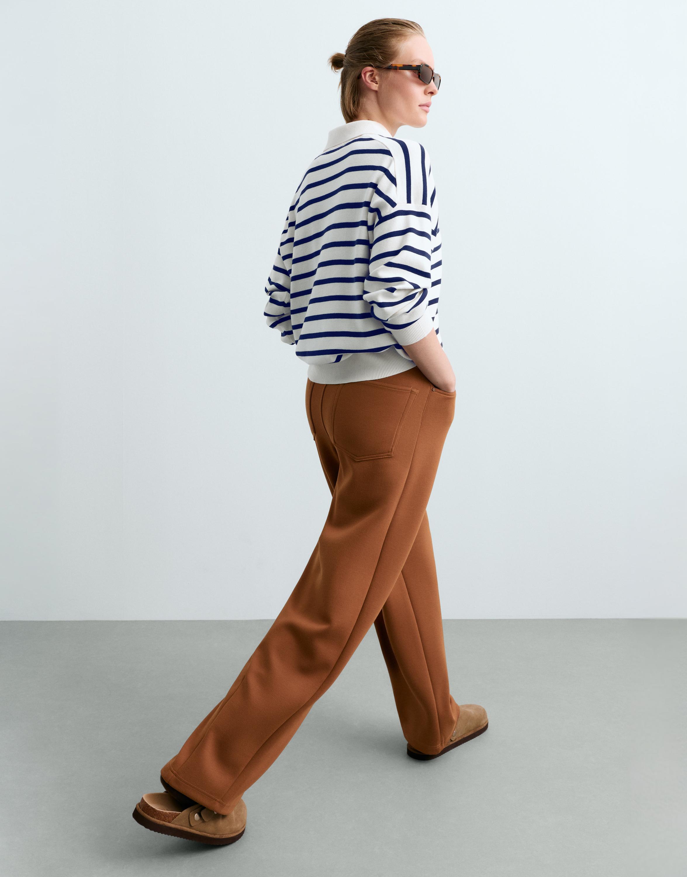 5-pocket straight-leg trousers — COGNAC