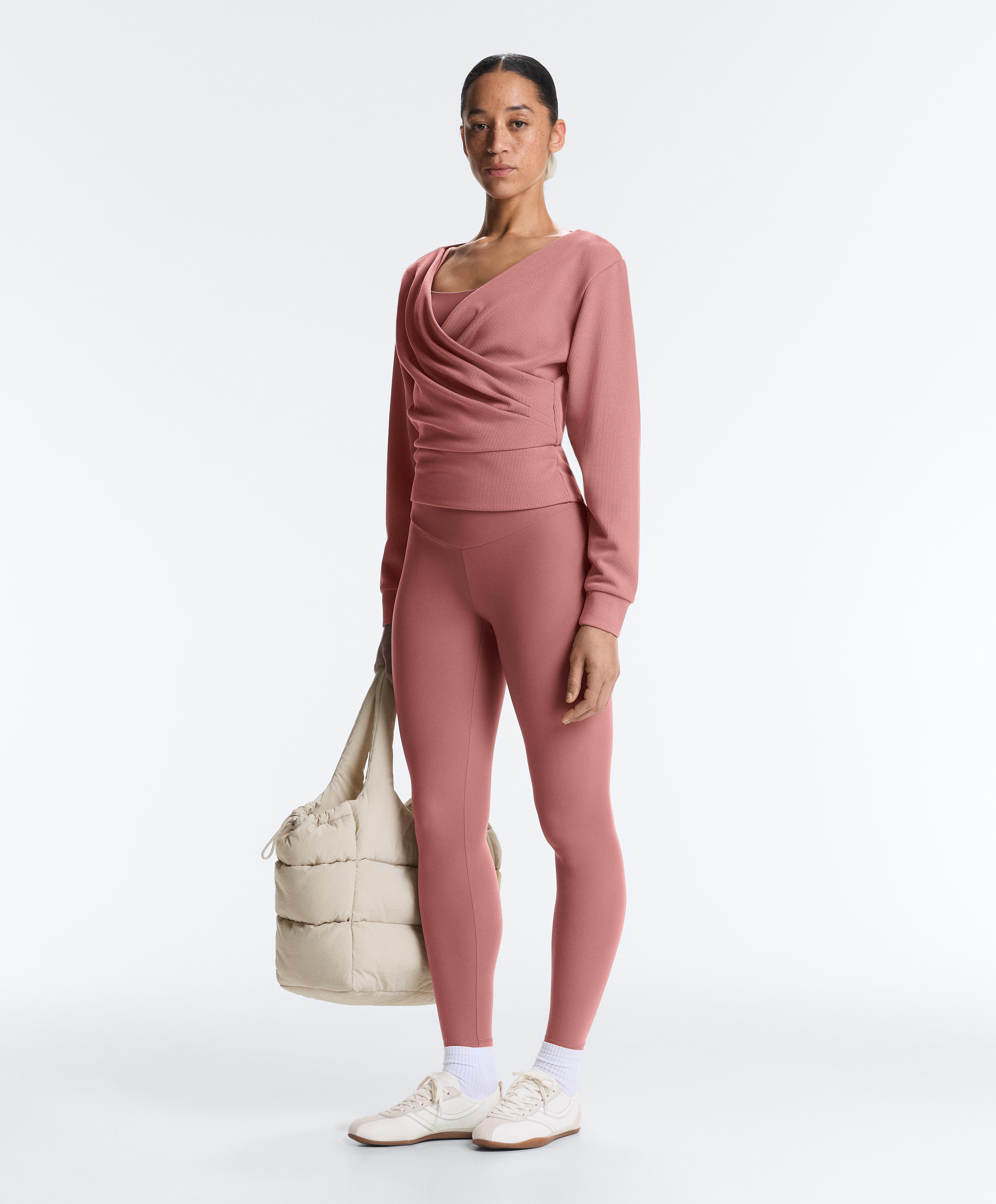 Wrap rib brushed modal sweatshirt — PALE PINK