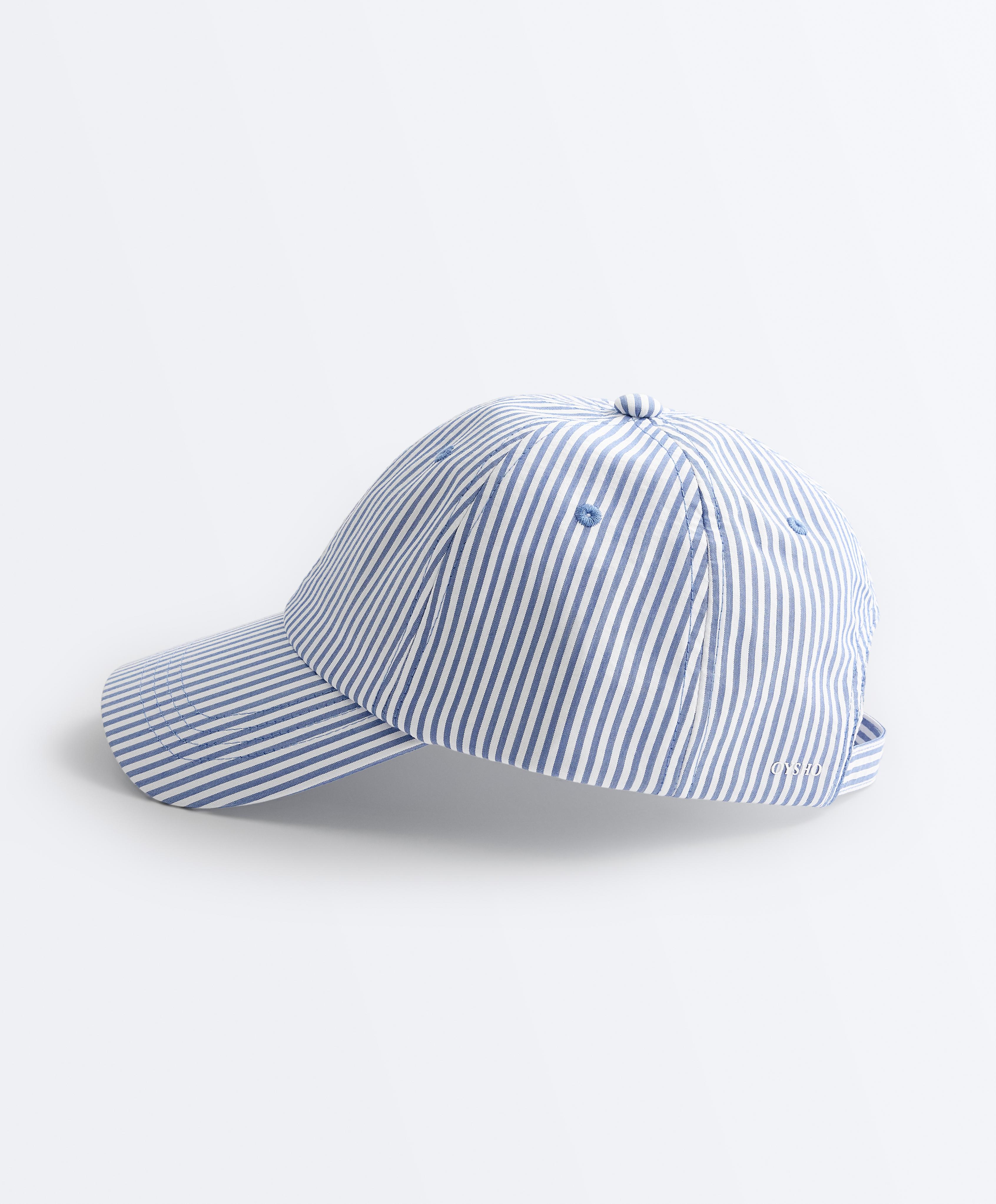 100% cotton striped cap — PALE BLUE