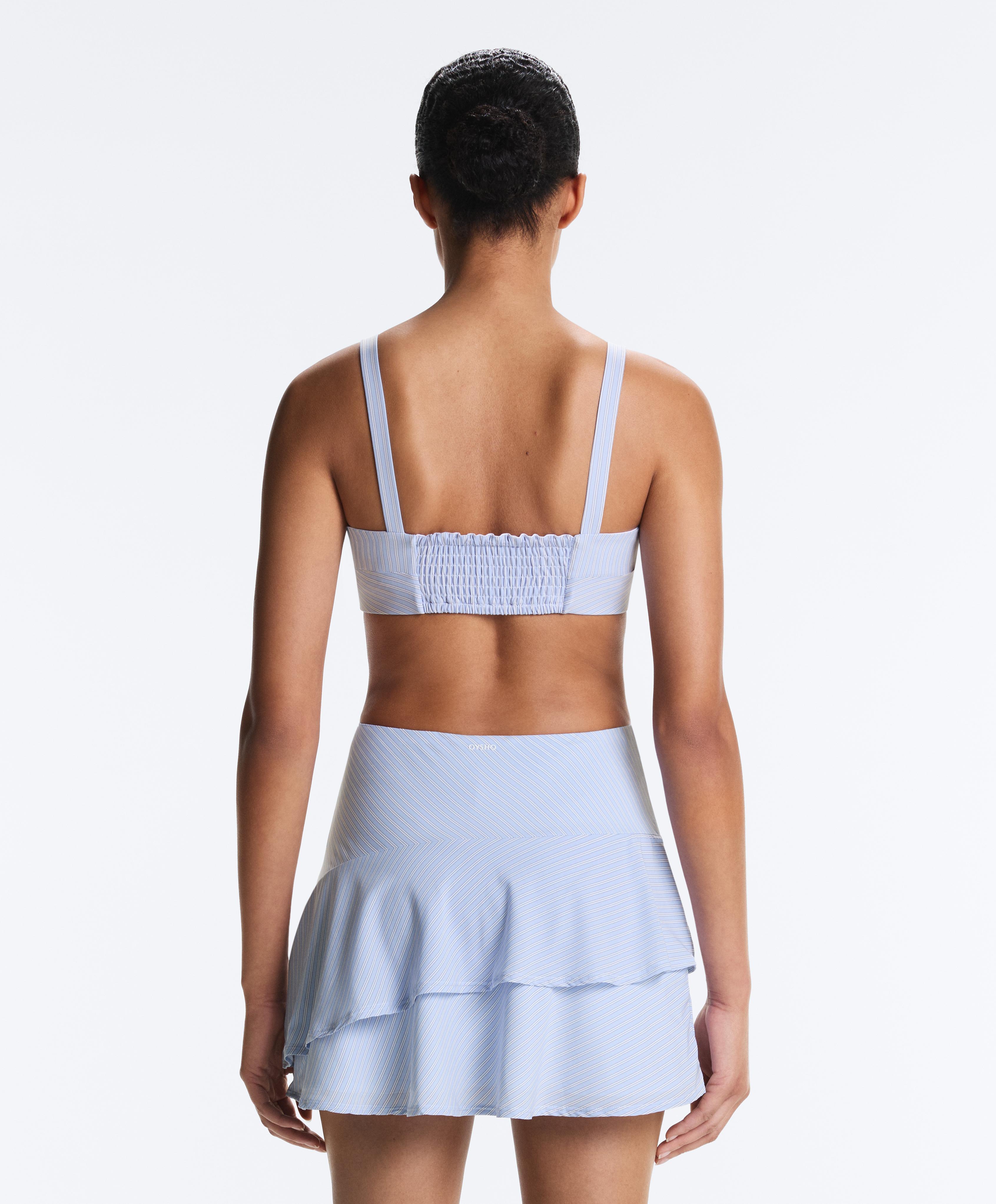 Medium-support striped straight sports bra — BLUE