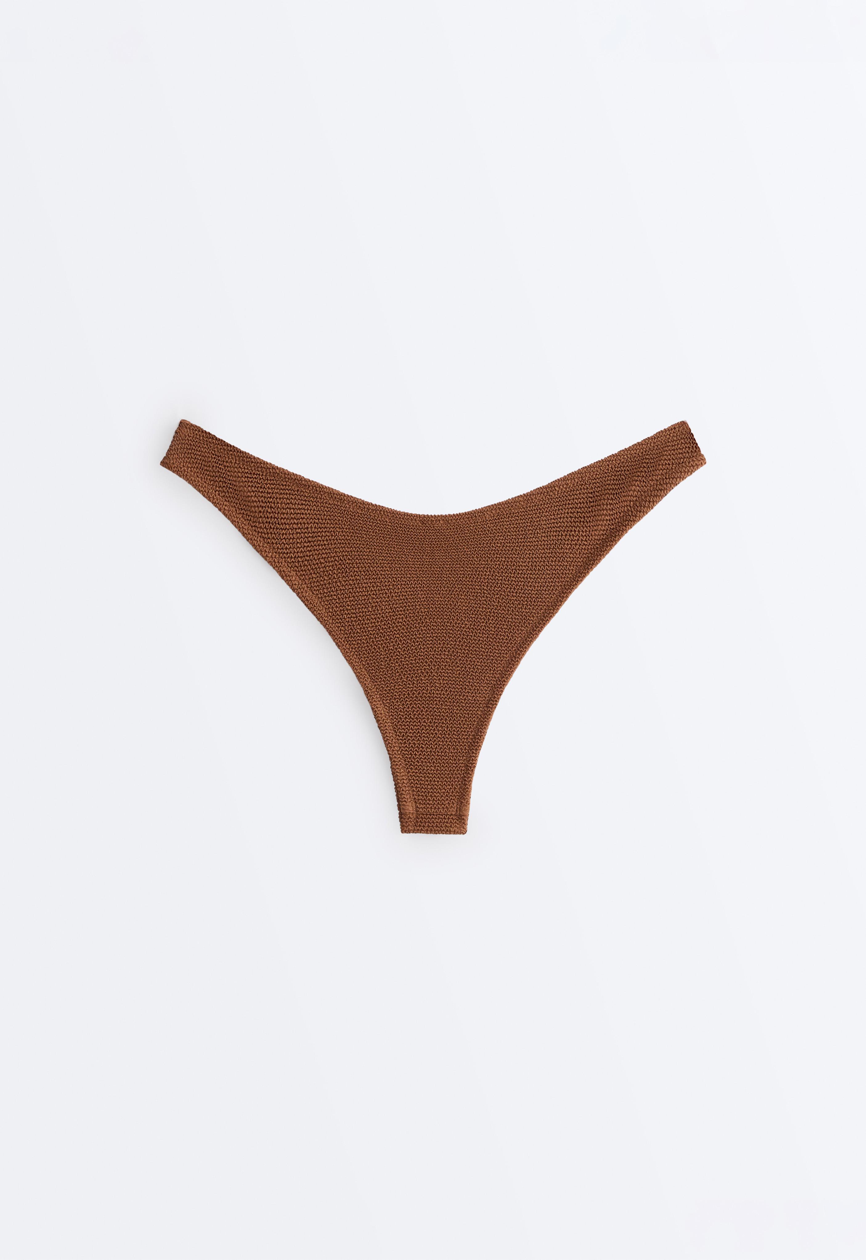 U-cut crinkle Brazilian bikini briefs — TOFFEE