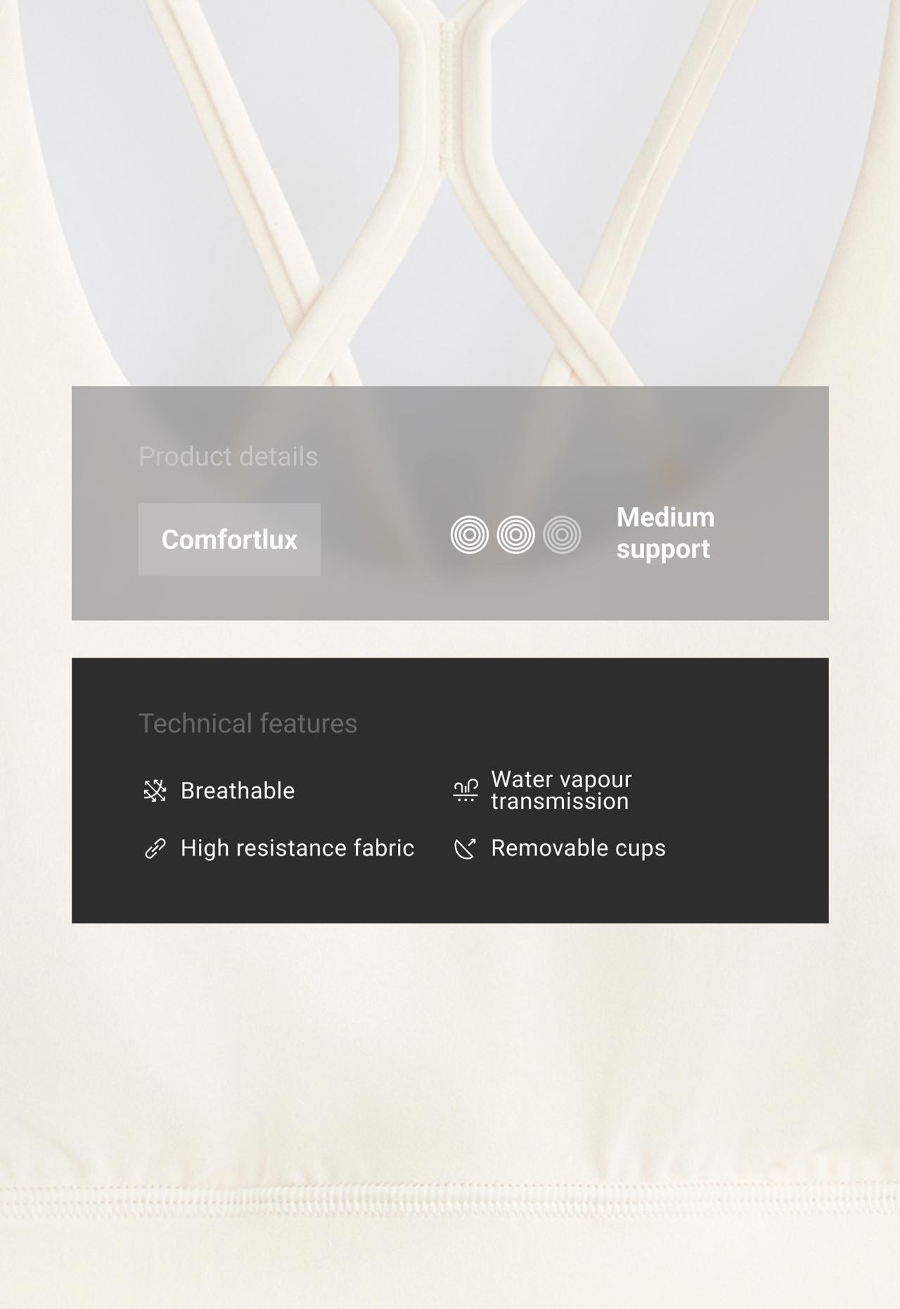 Medium support Comfortlux sports bra with cup — PALE ECRU