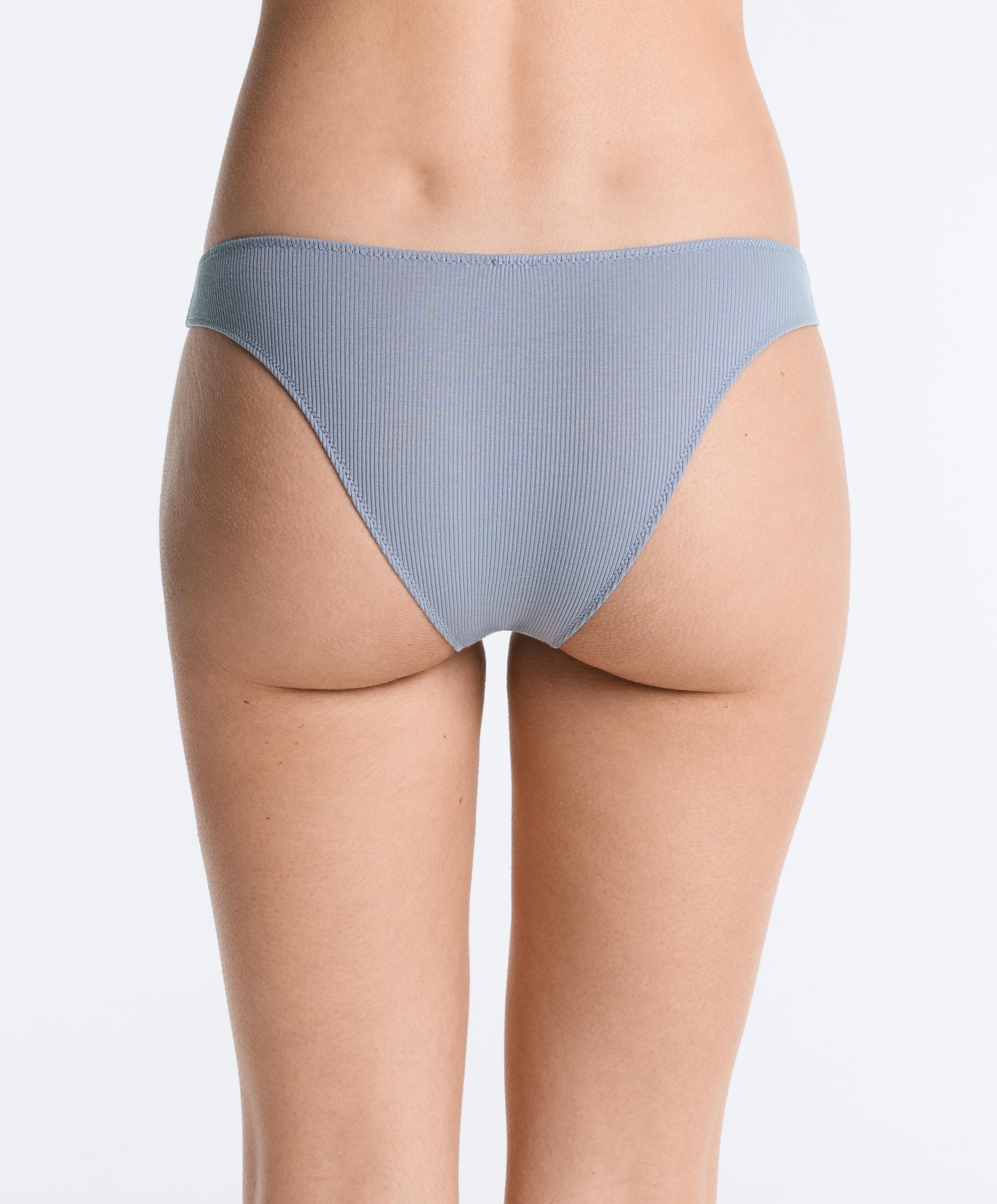 5 cotton rib U-cut Brazilian briefs — GREY-BLUE
