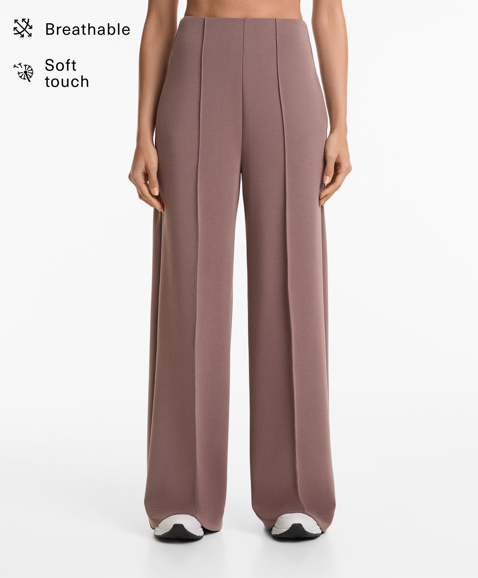 Straight-leg trousers with modal and crease - Sale