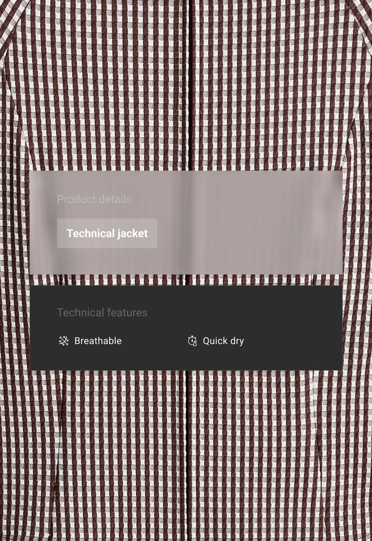 Gingham technical jacket — DARK REDDISH‑BROWN