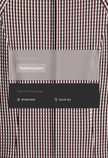 Gingham technical jacket — DARK REDDISH‑BROWN 2