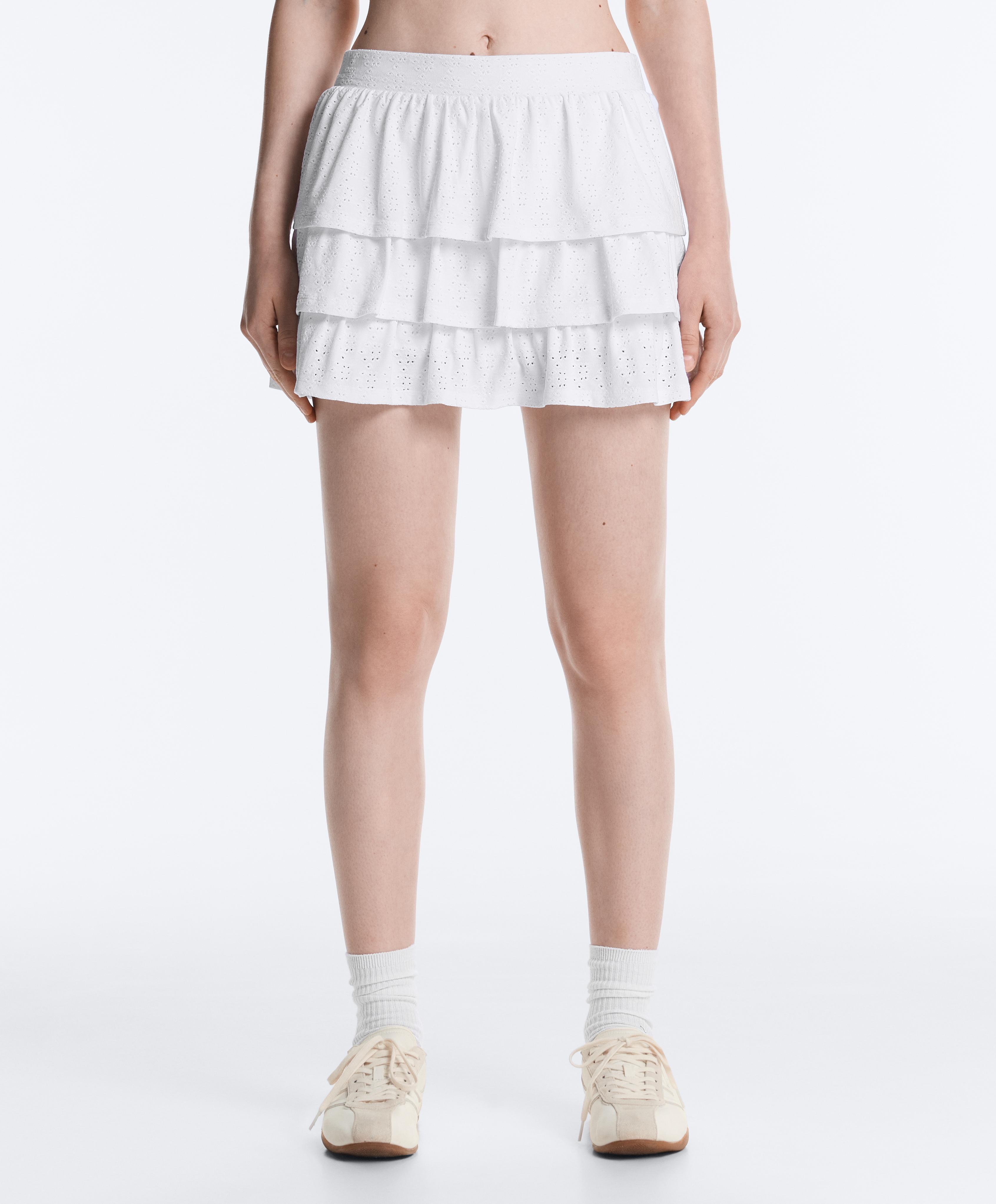 Comfortlux embroidered short skirt — WHITE