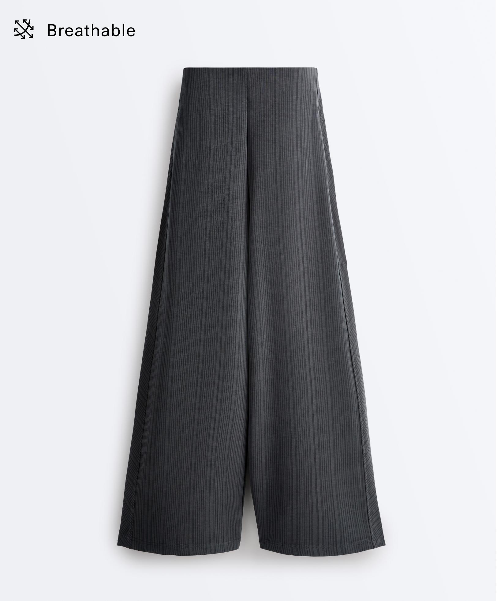 Asymmetric stripe trousers with modal — ASPHALT
