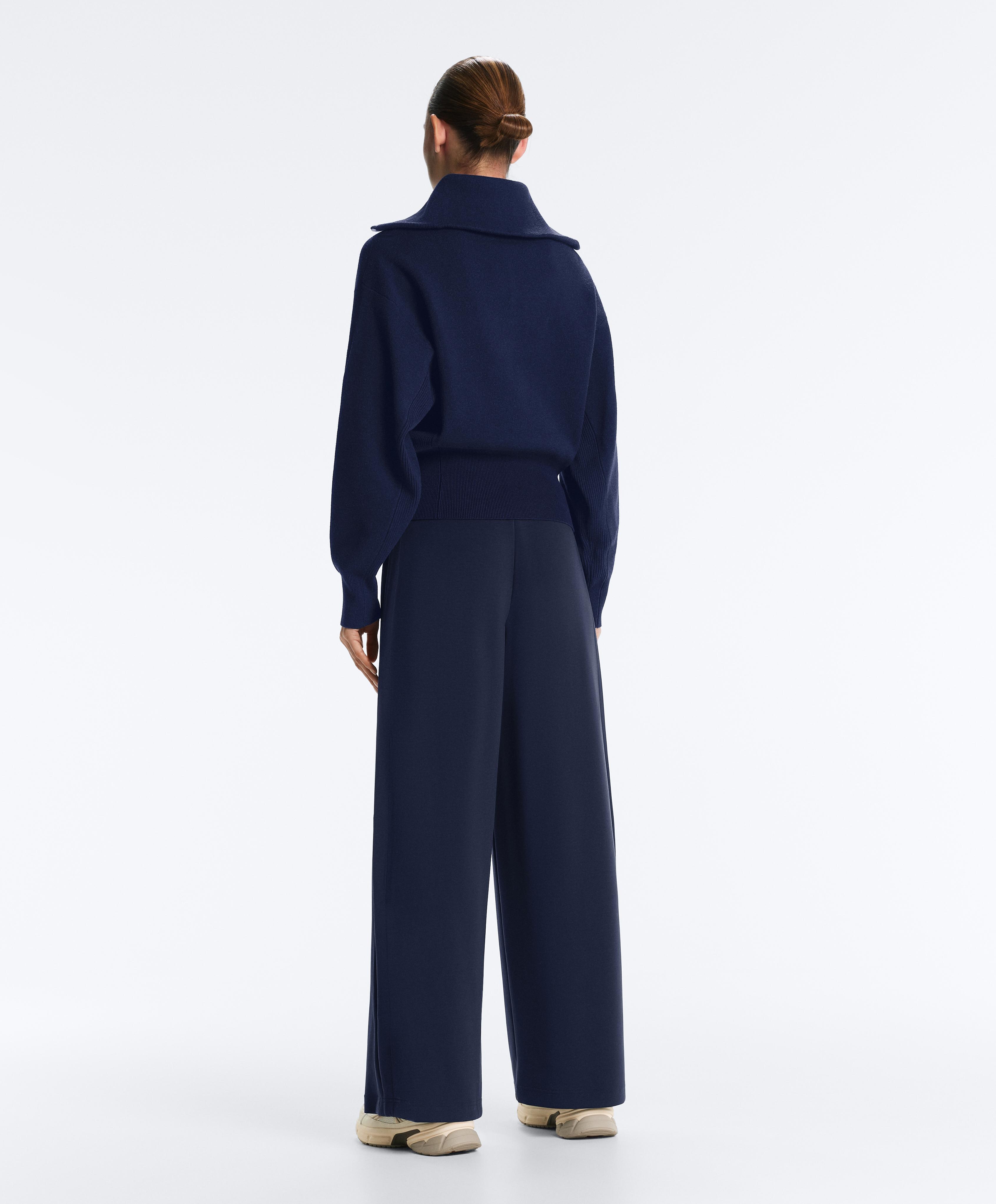 Half-zip high-neck jumper — NAVY BLUE
