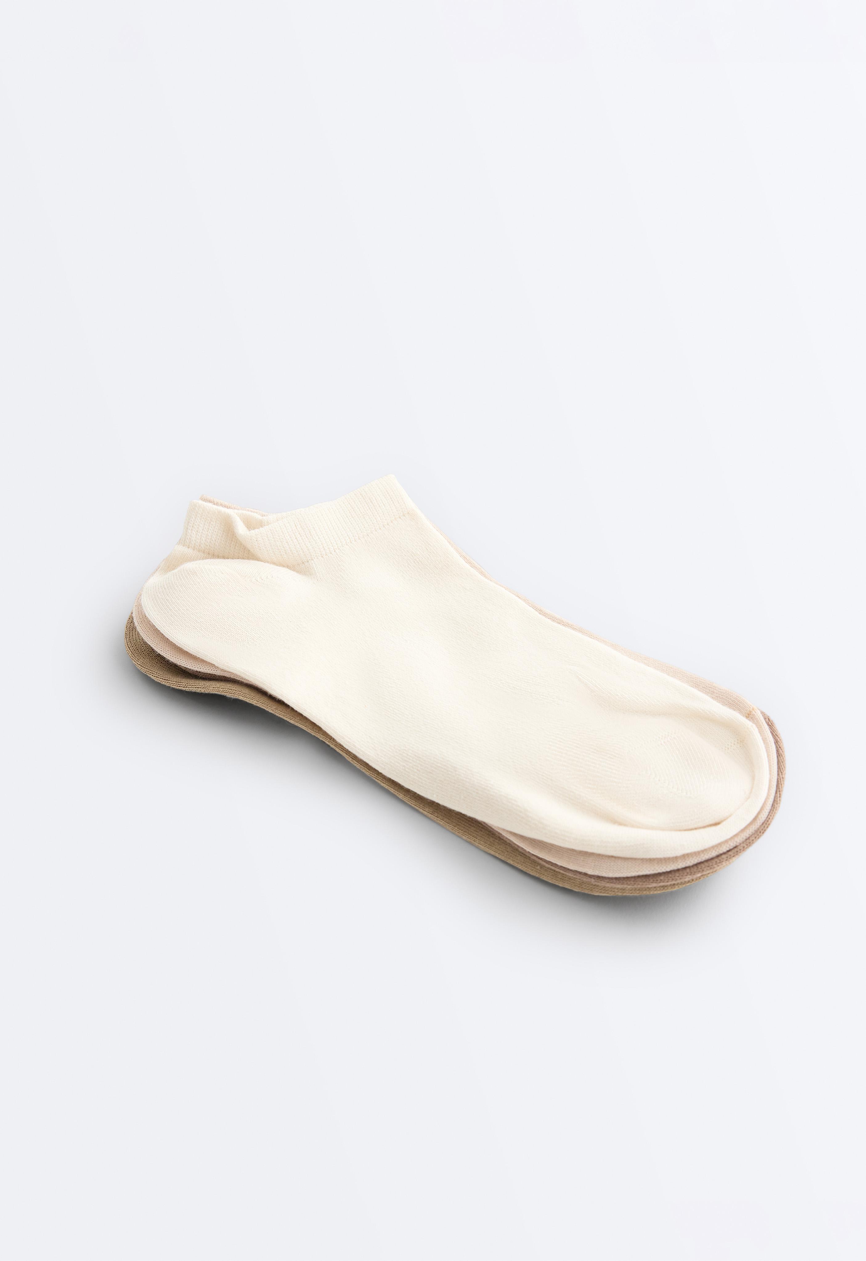 5 pairs of cotton blend sneaker socks — GREEN BEIGE