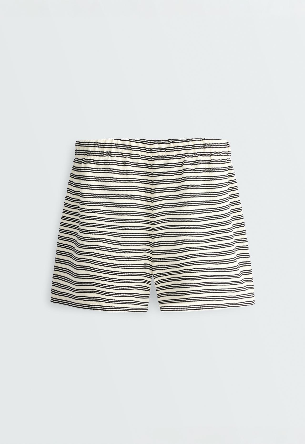 Cotton stripe shorts — PALE ECRU