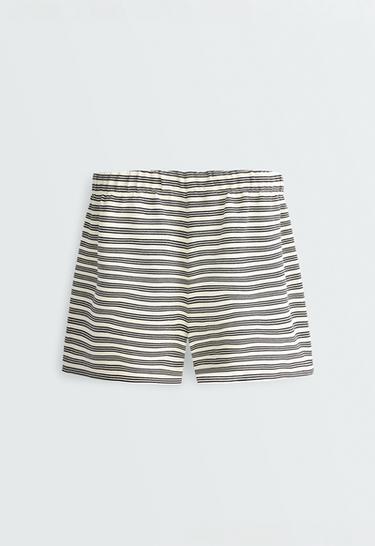 Cotton stripe shorts — PALE ECRU 9