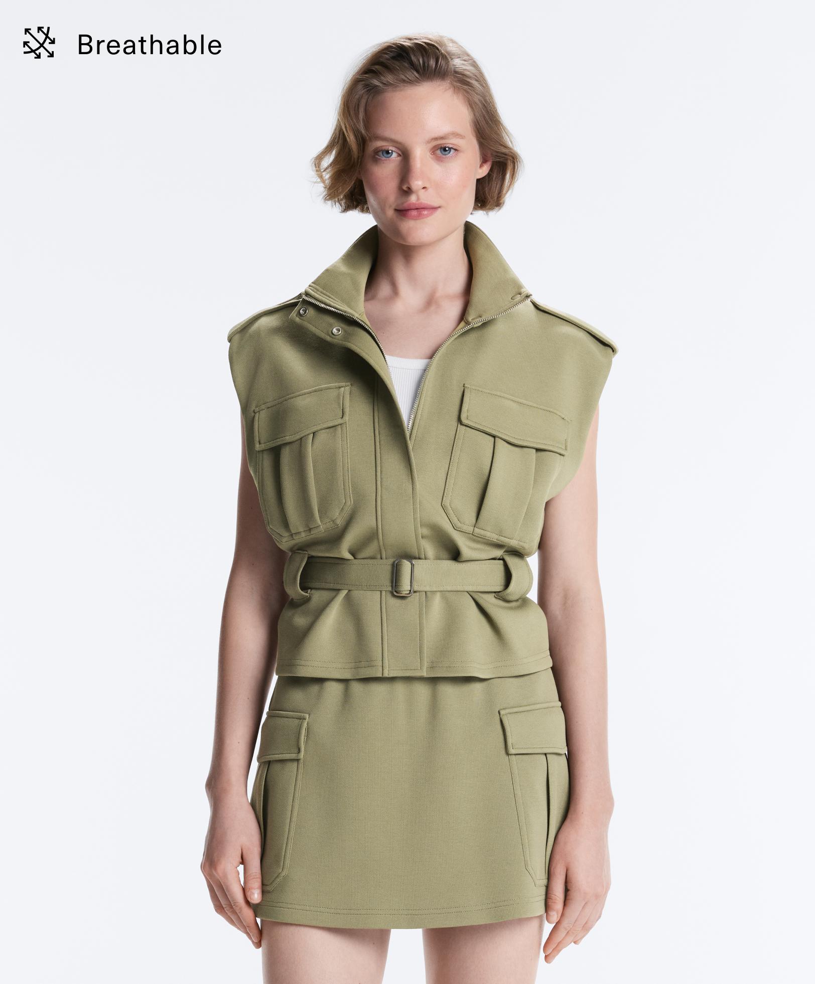 Utility piqué gilet with cotton belt
