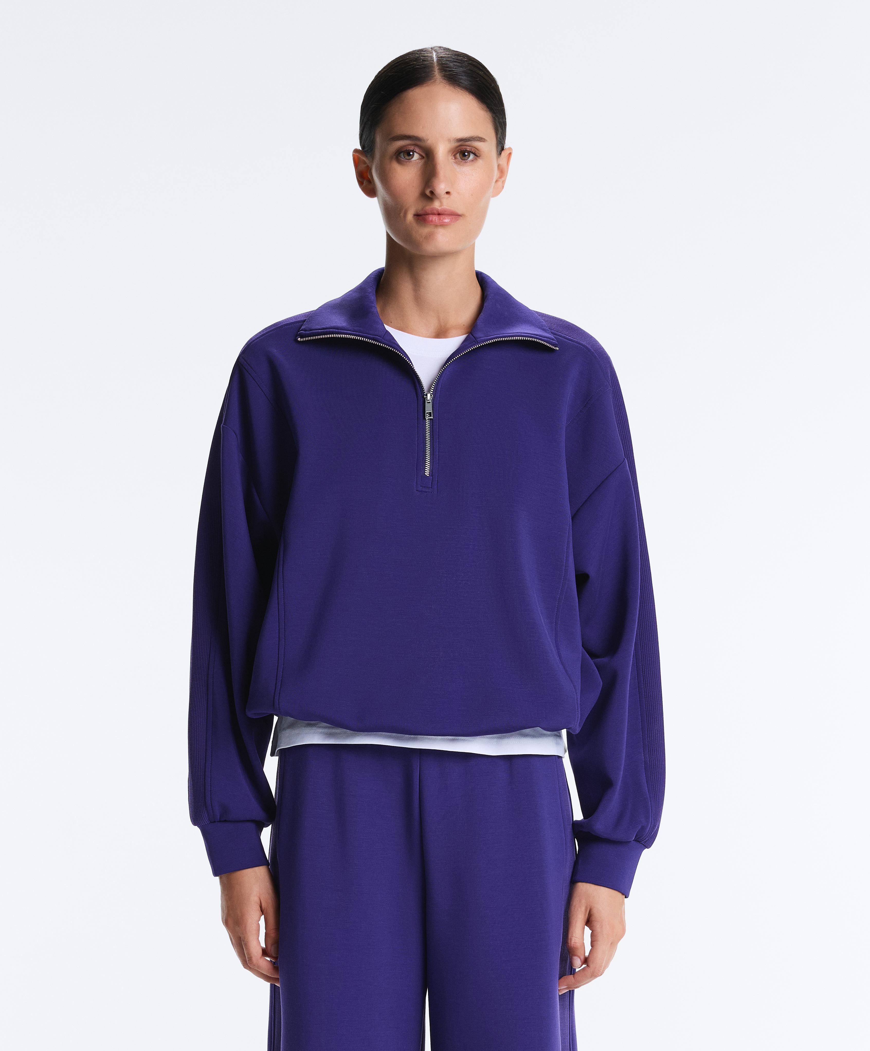 Half-zip sweatshirt with Brushed modal — COBALT