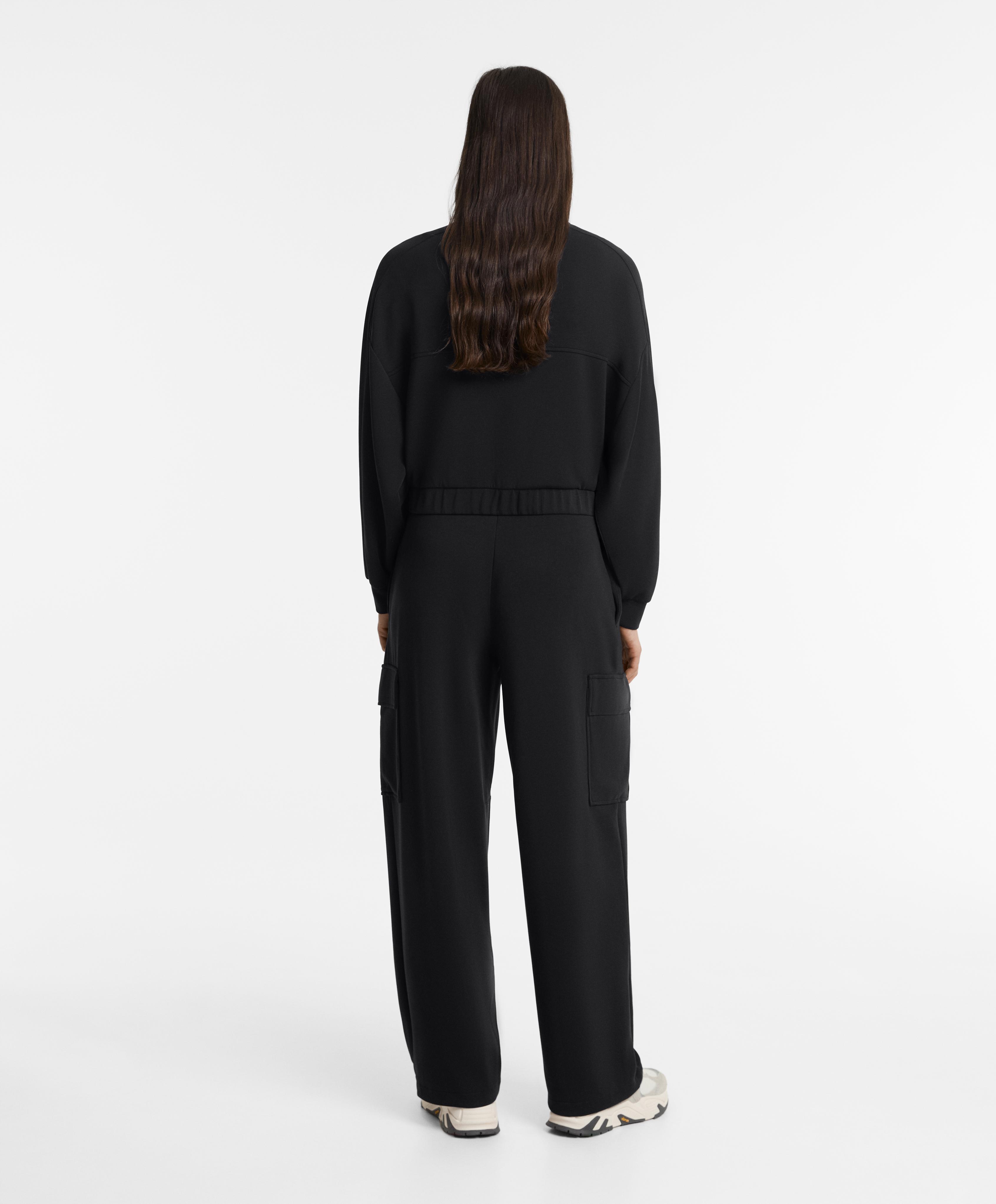 Black cargo barrel tracksuit