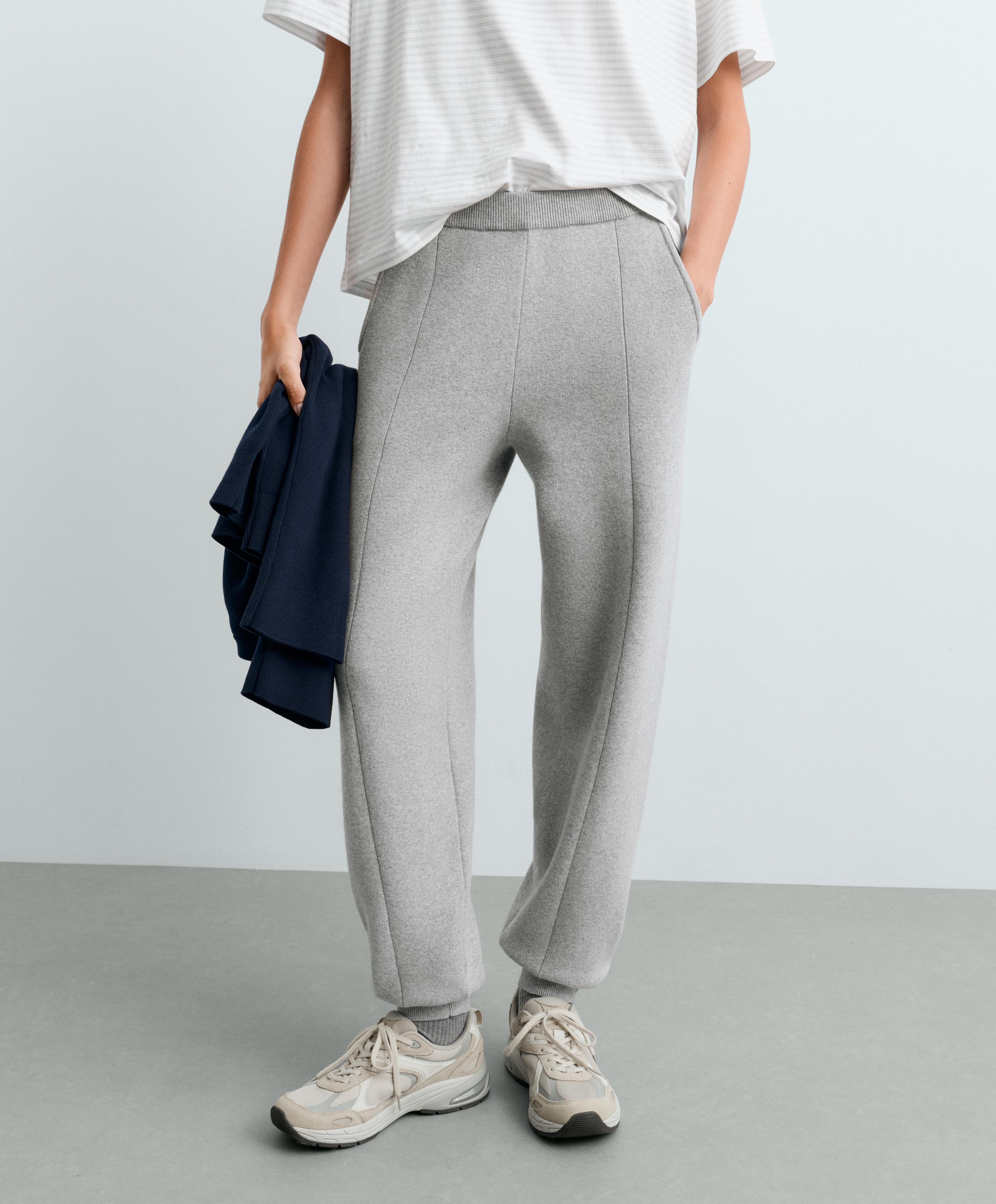 Cotton-blend knit joggers — PALE GREY